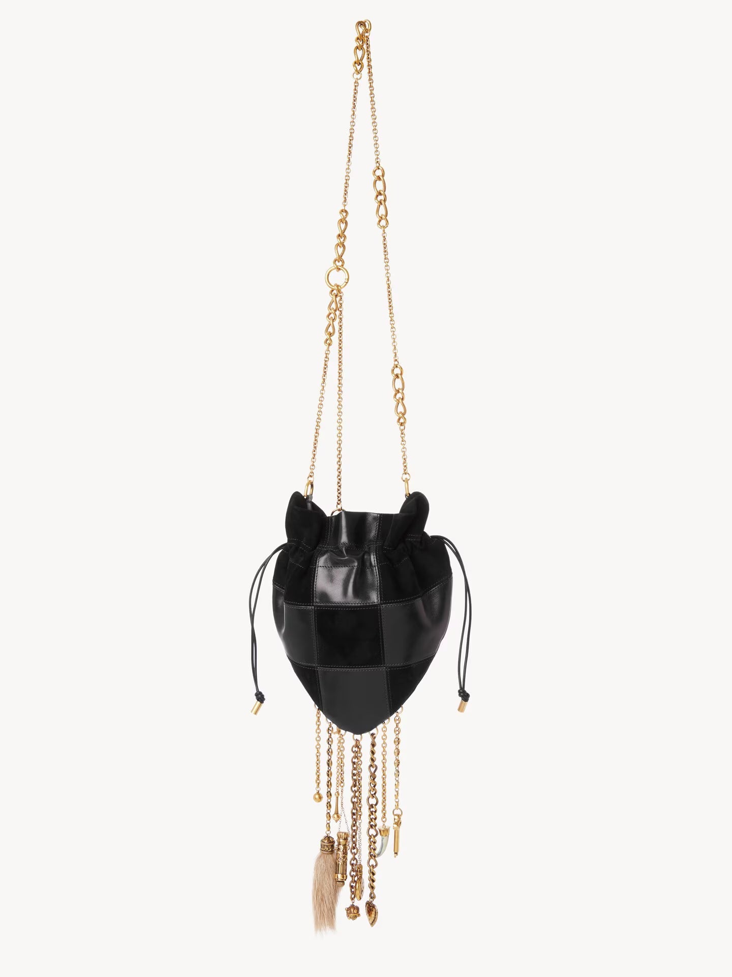 SAC BANDOULIÈRE CHÂTEAU TREASURES EN CUIR GRAINÉ ET CUIR VELOURS