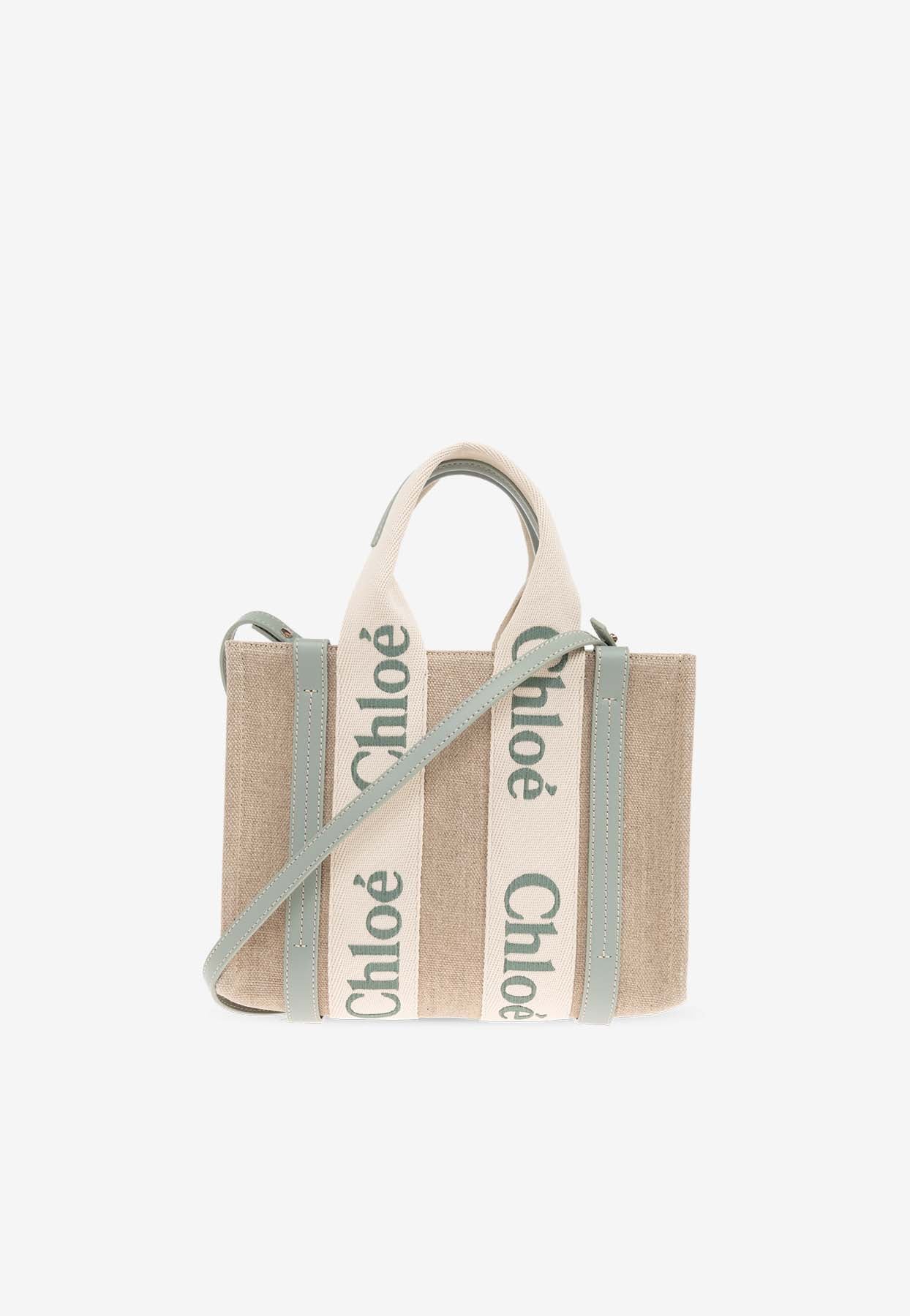 Petit Woody Linen Cabas Bag