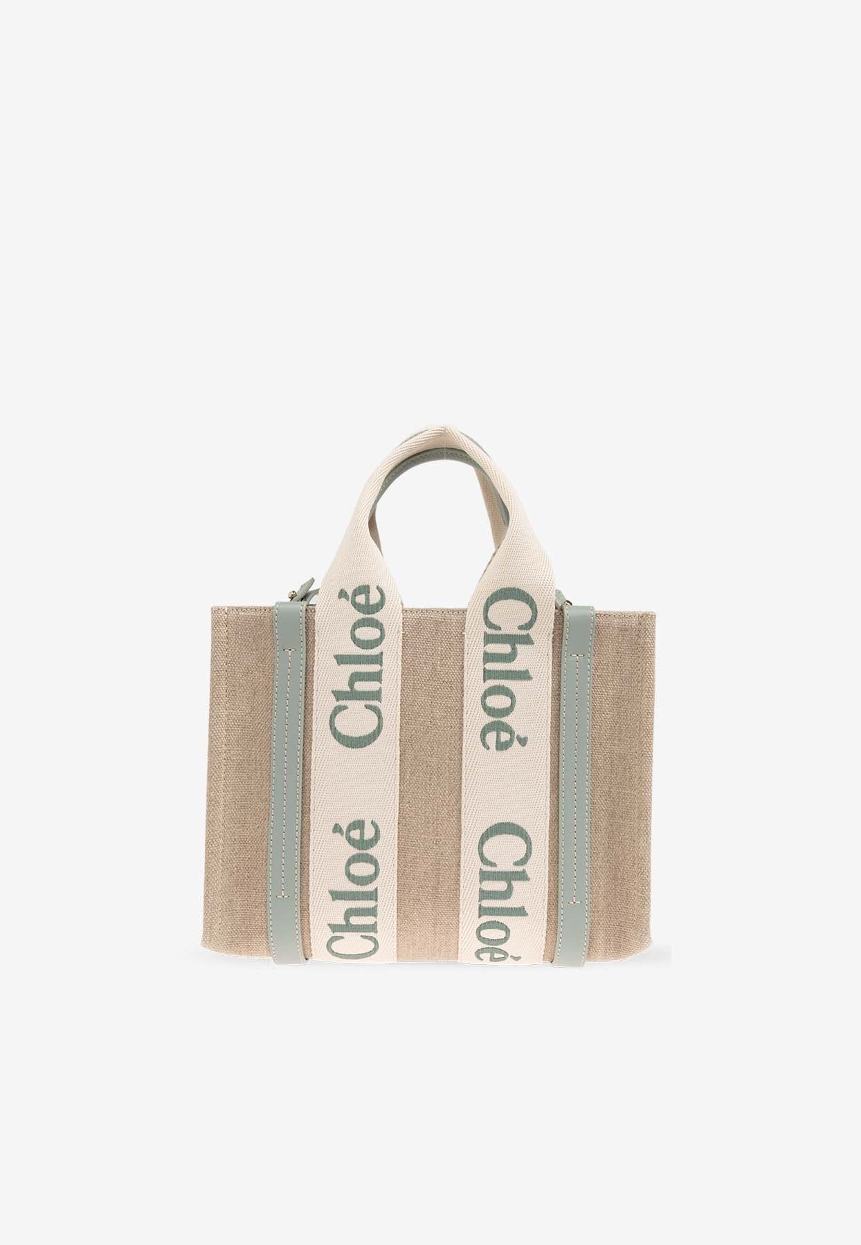 Petit Woody Linen Cabas Bag
