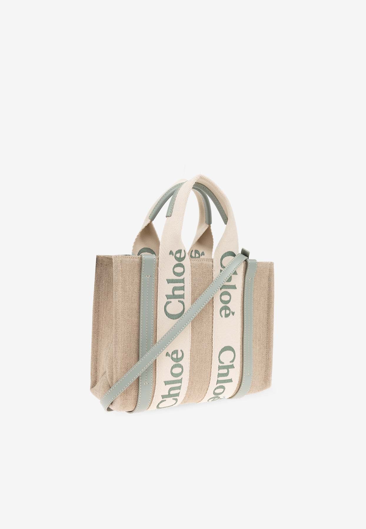 Petit Woody Linen Cabas Bag