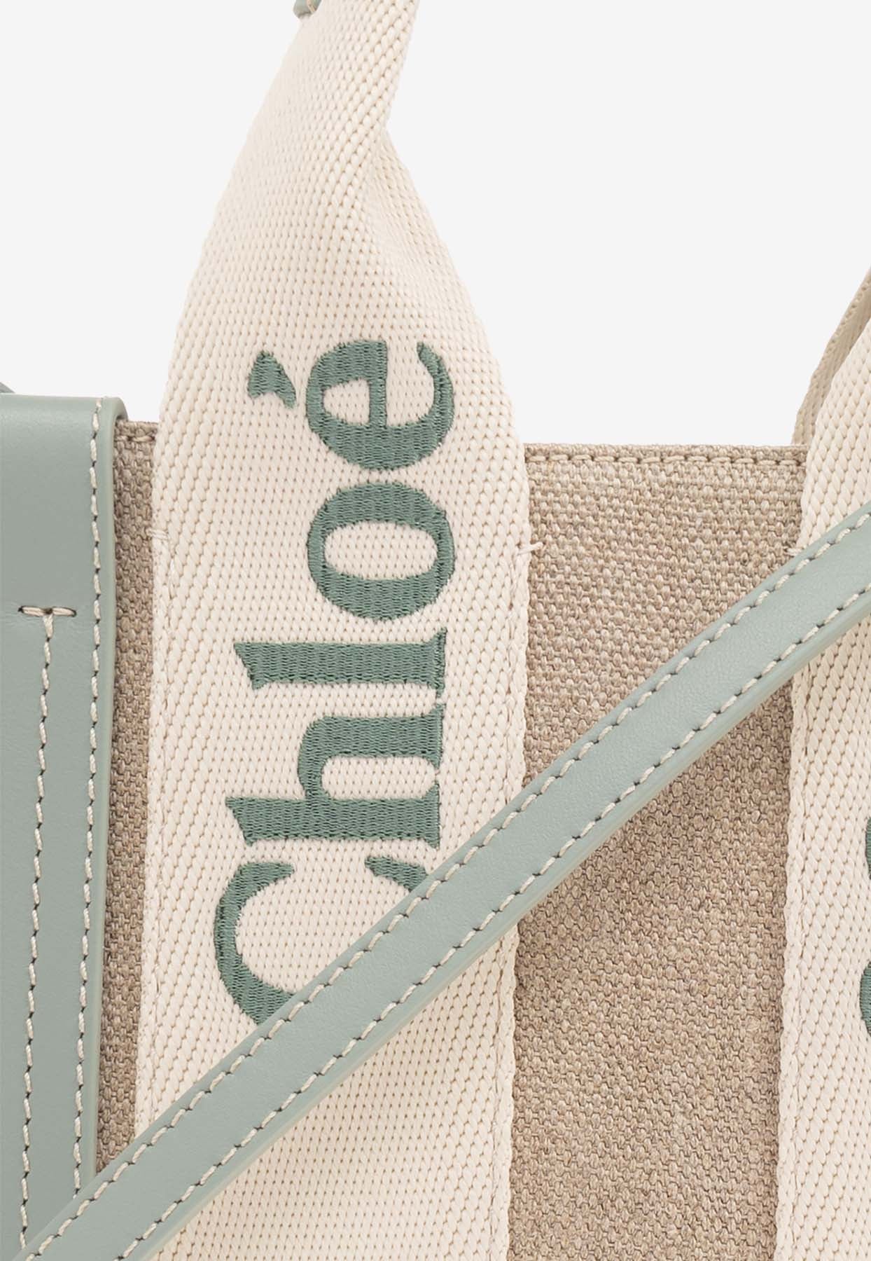 Petit Woody Linen Cabas Bag