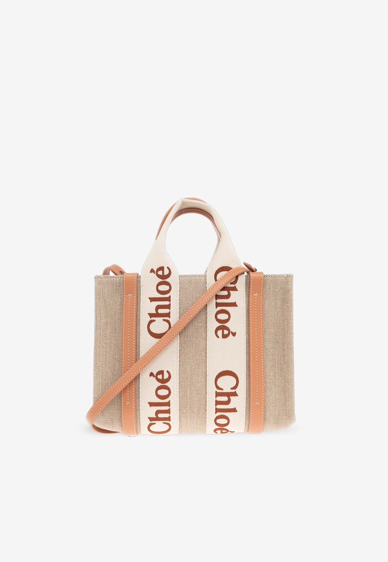 Petit Woody Linen Cabas Bag