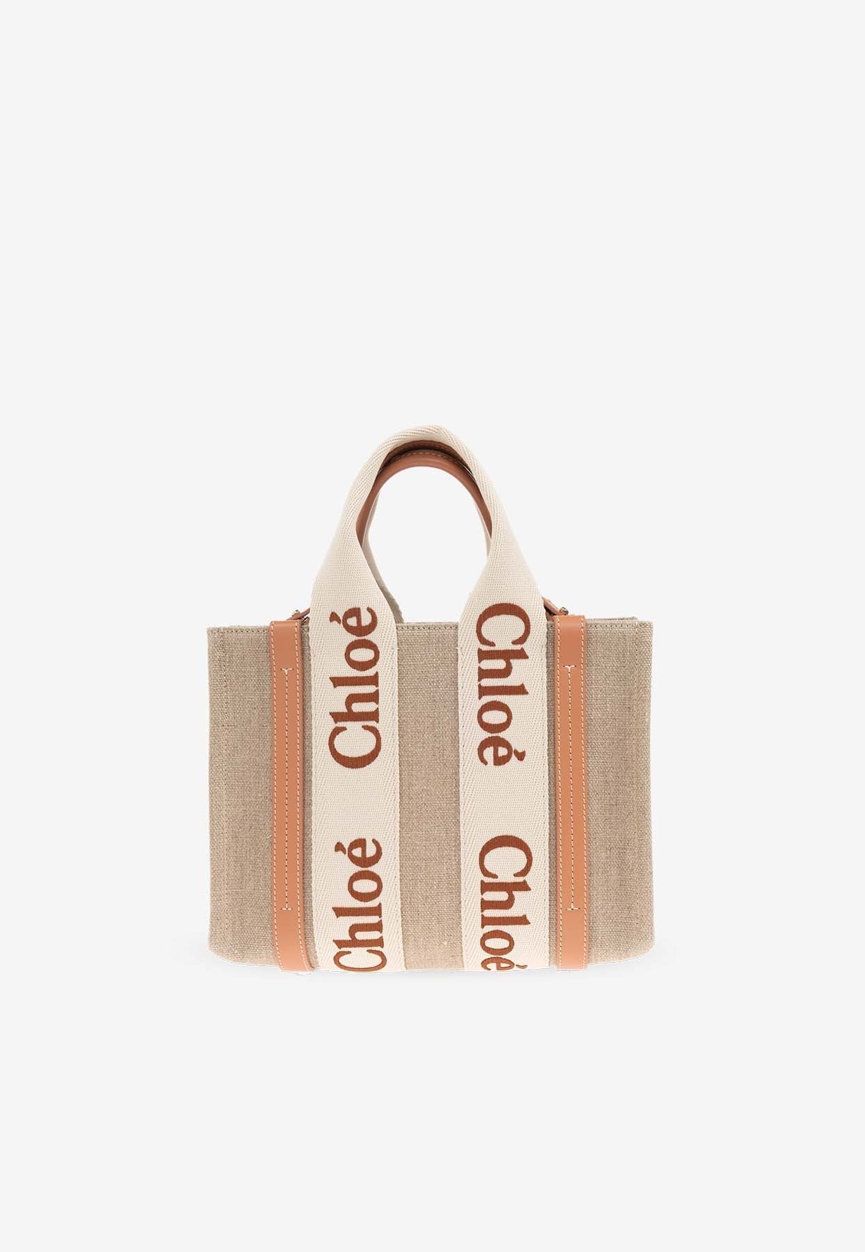 Petit Woody Linen Cabas Bag