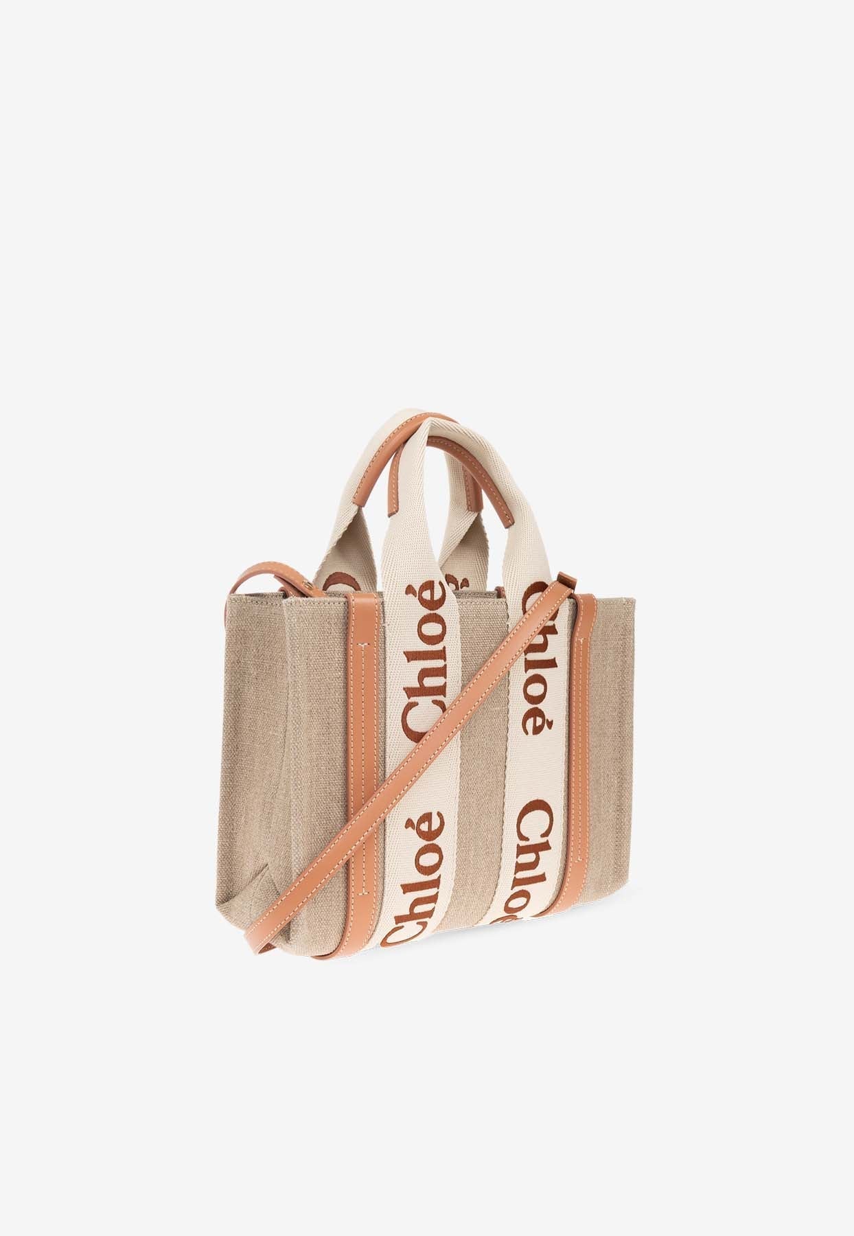 Petit Woody Linen Cabas Bag