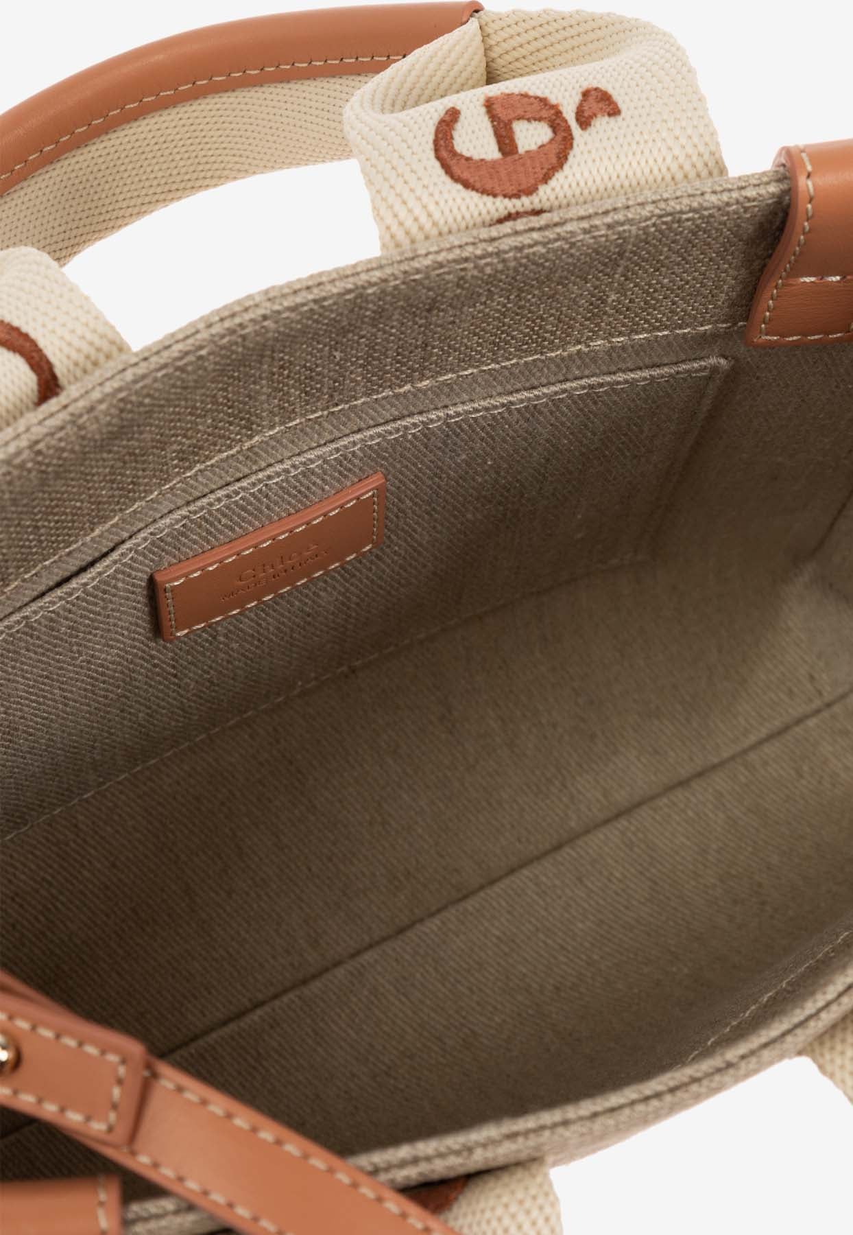 Petit Woody Linen Cabas Bag