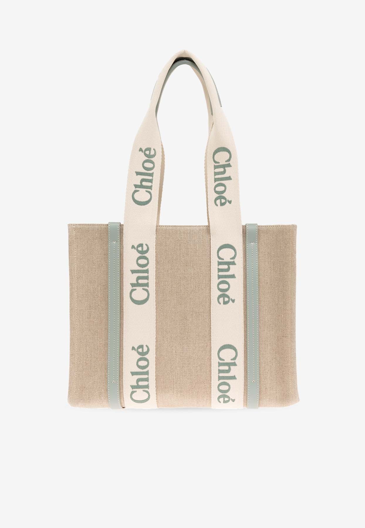 Moyen Woody Linen Cabas Bag