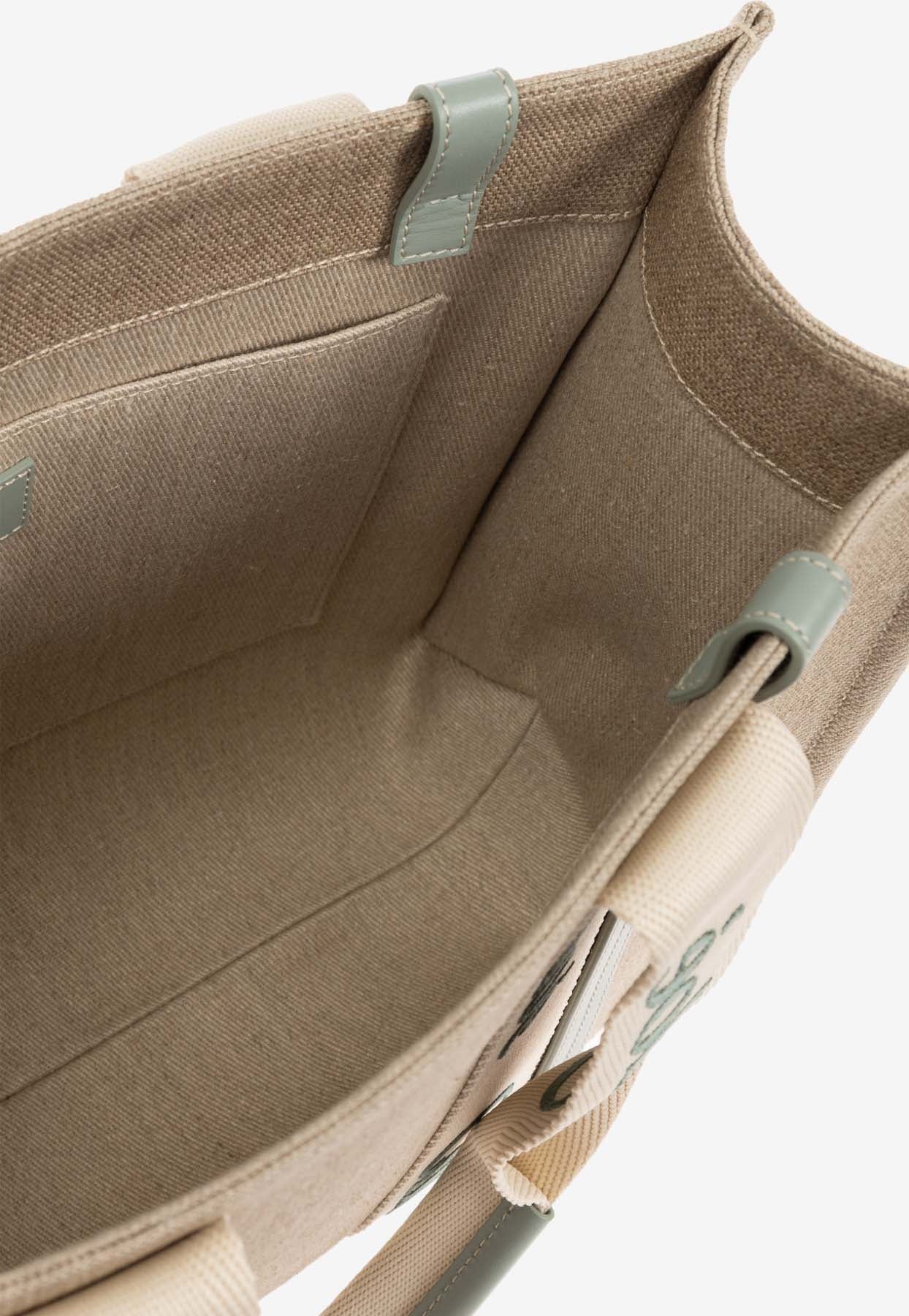 Moyen Woody Linen Cabas Bag
