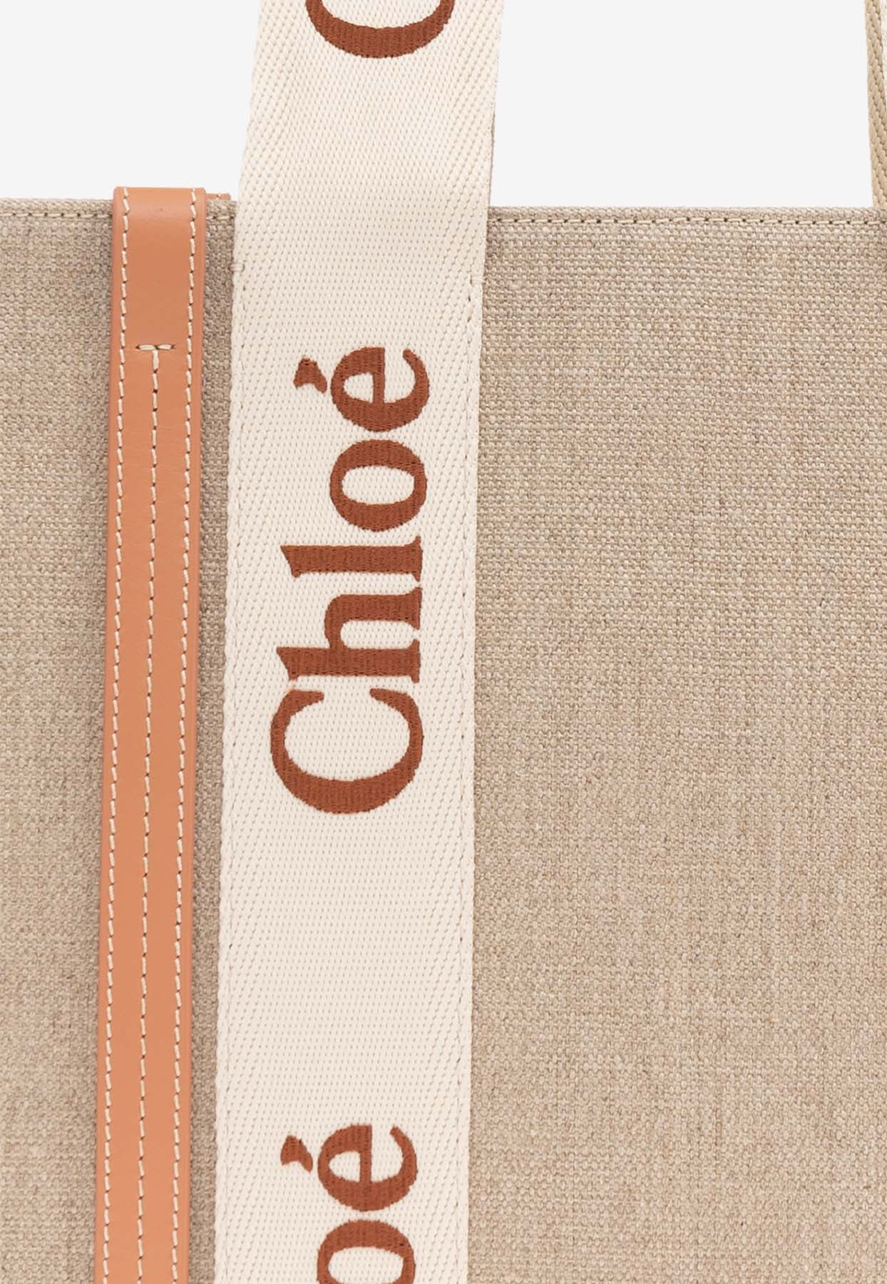 Moyen Woody Linen Cabas Bag