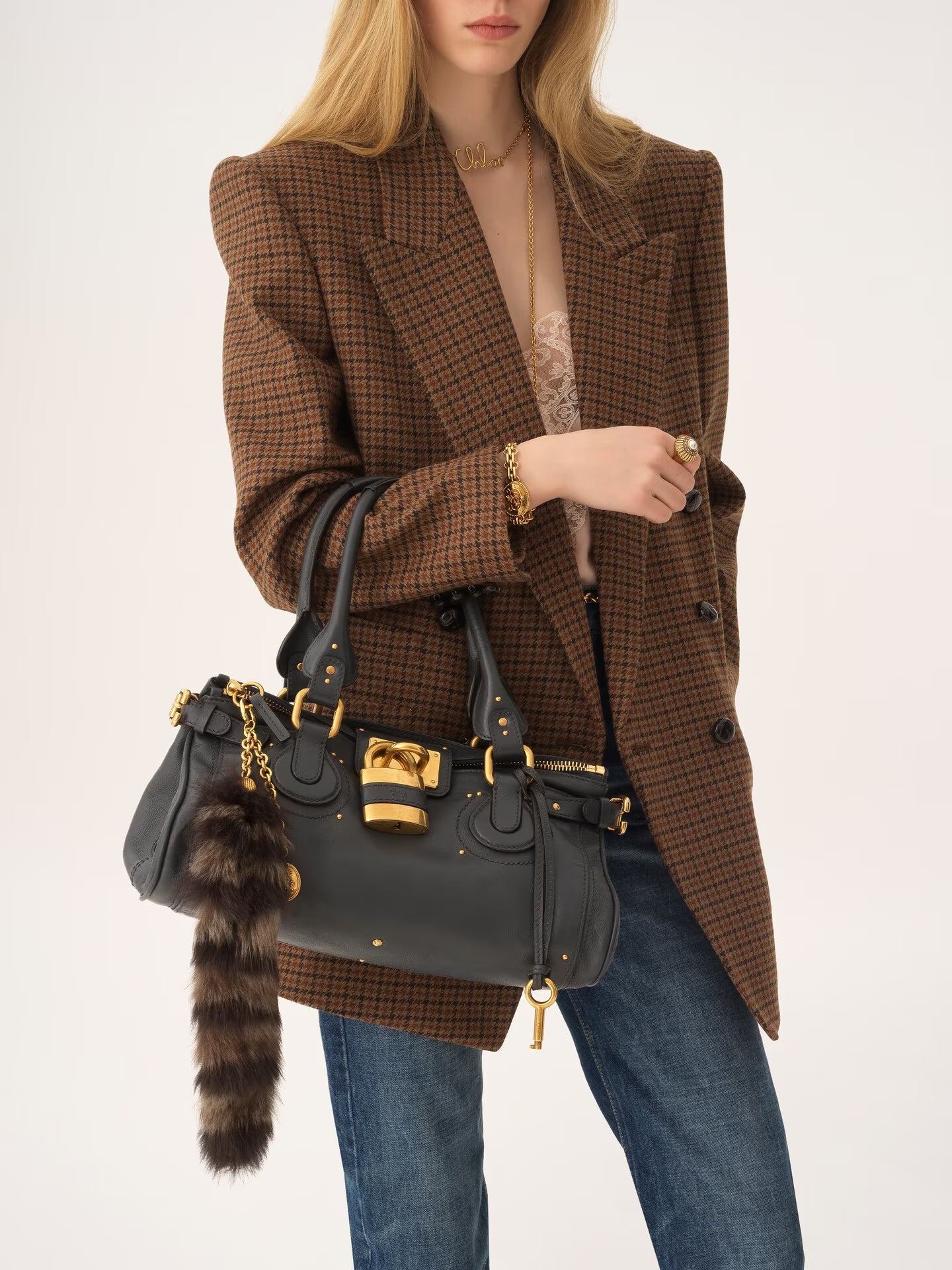 CHARM TREASURE TAILS EN SHEARLING ET LAITON