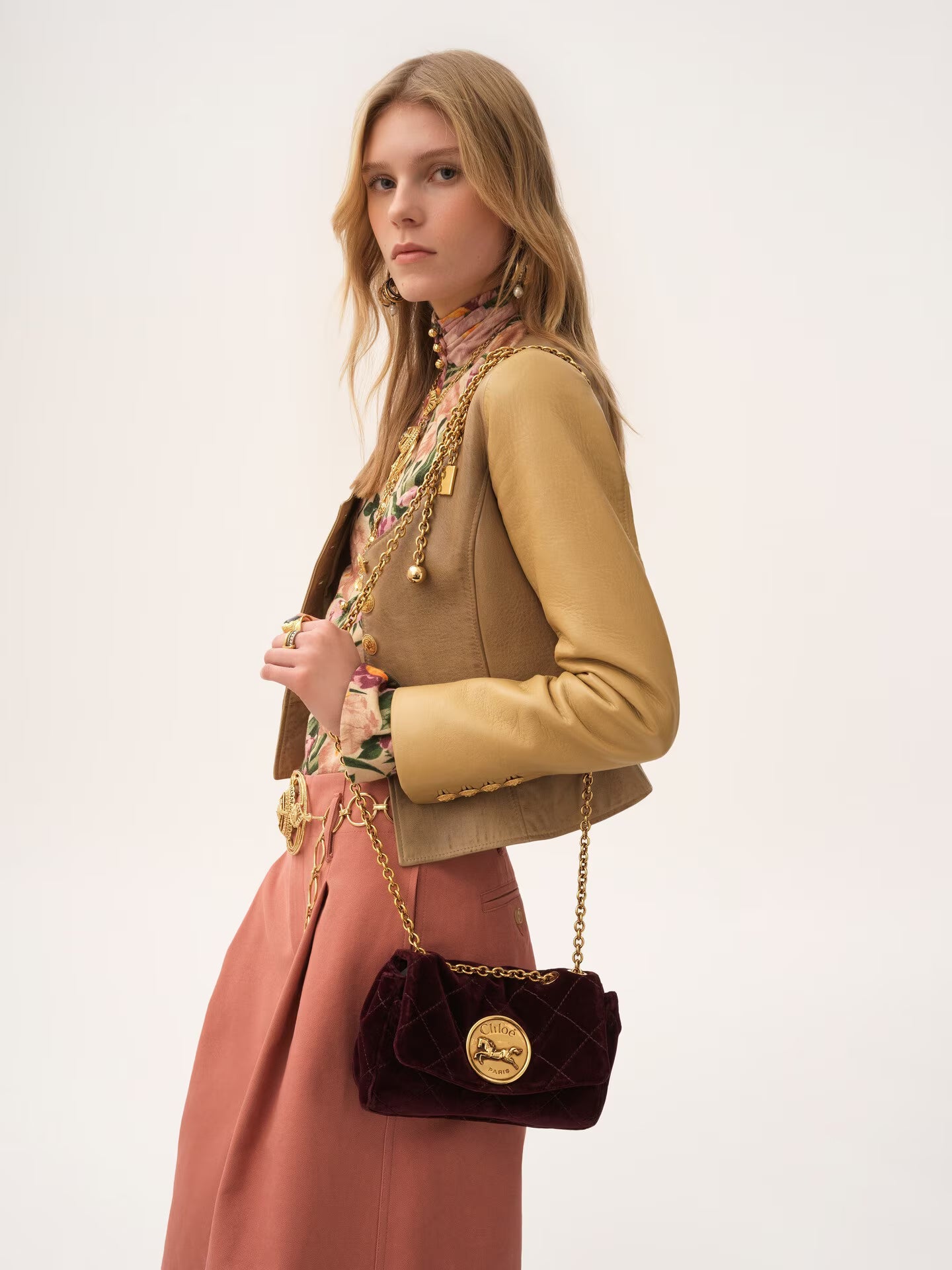 PETIT SAC PORTÉ ÉPAULE CHLOÉ HERITAGE EN VELOURS