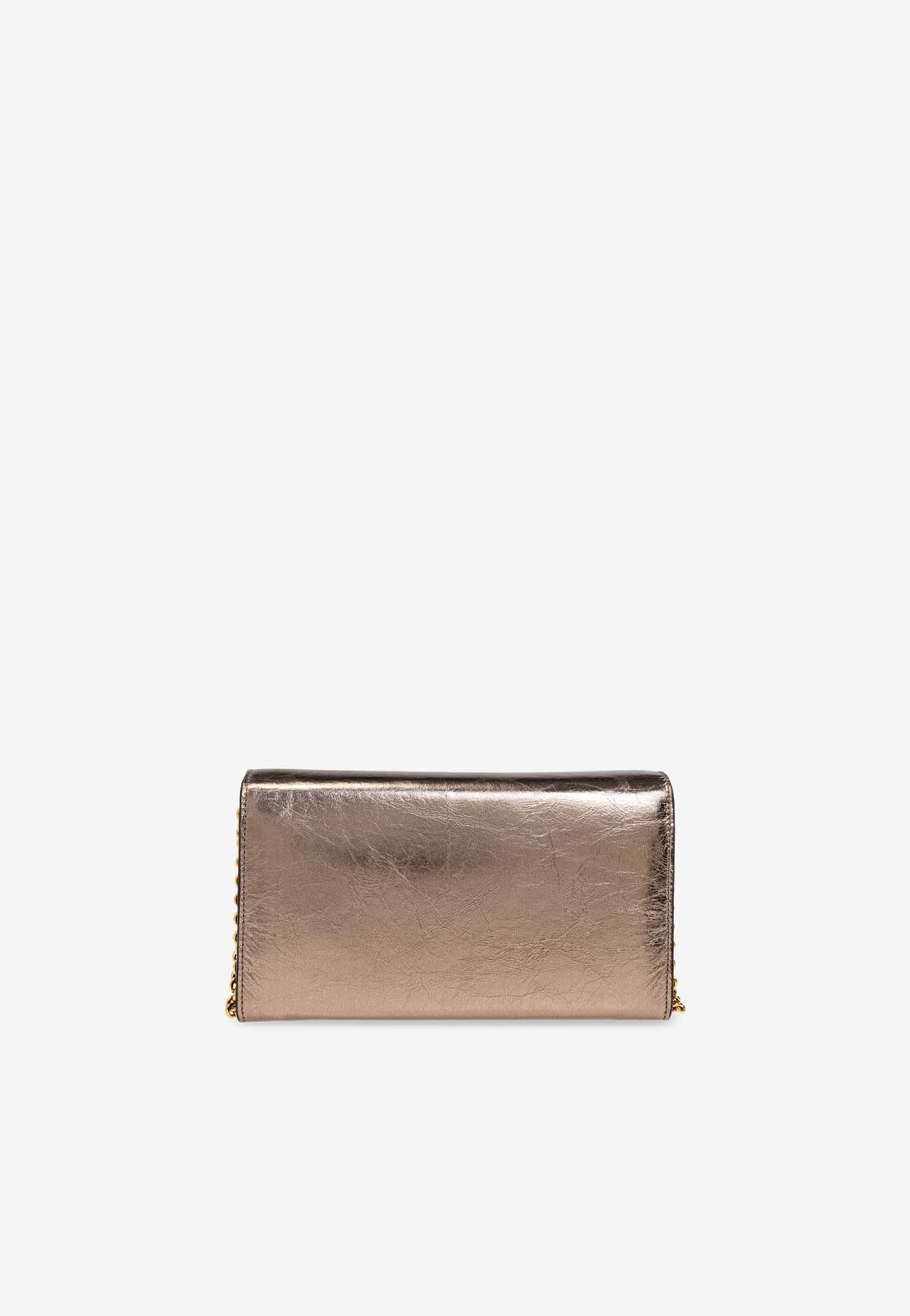 Iconique Metallic en Cuir Chaîne Pochette