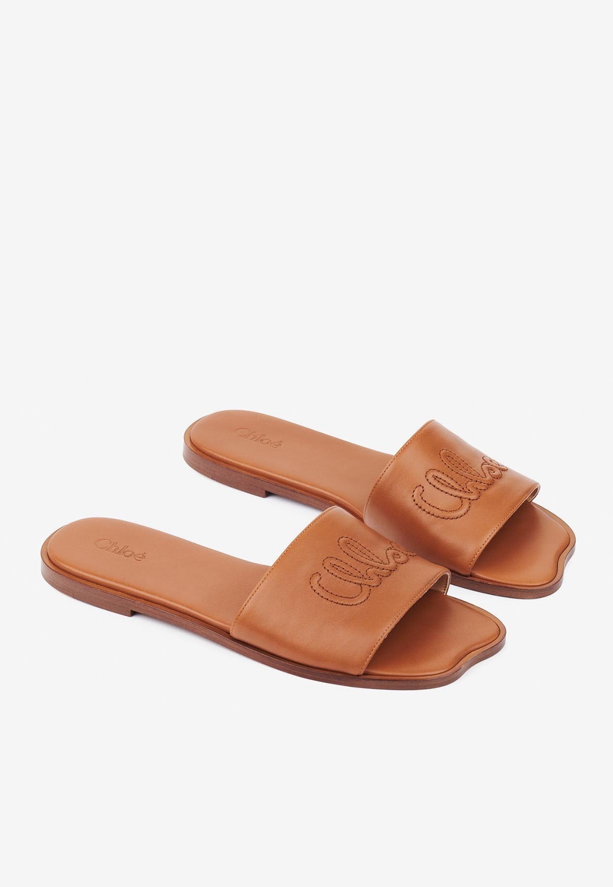 Soleil Calf en Cuir Sandales Plates