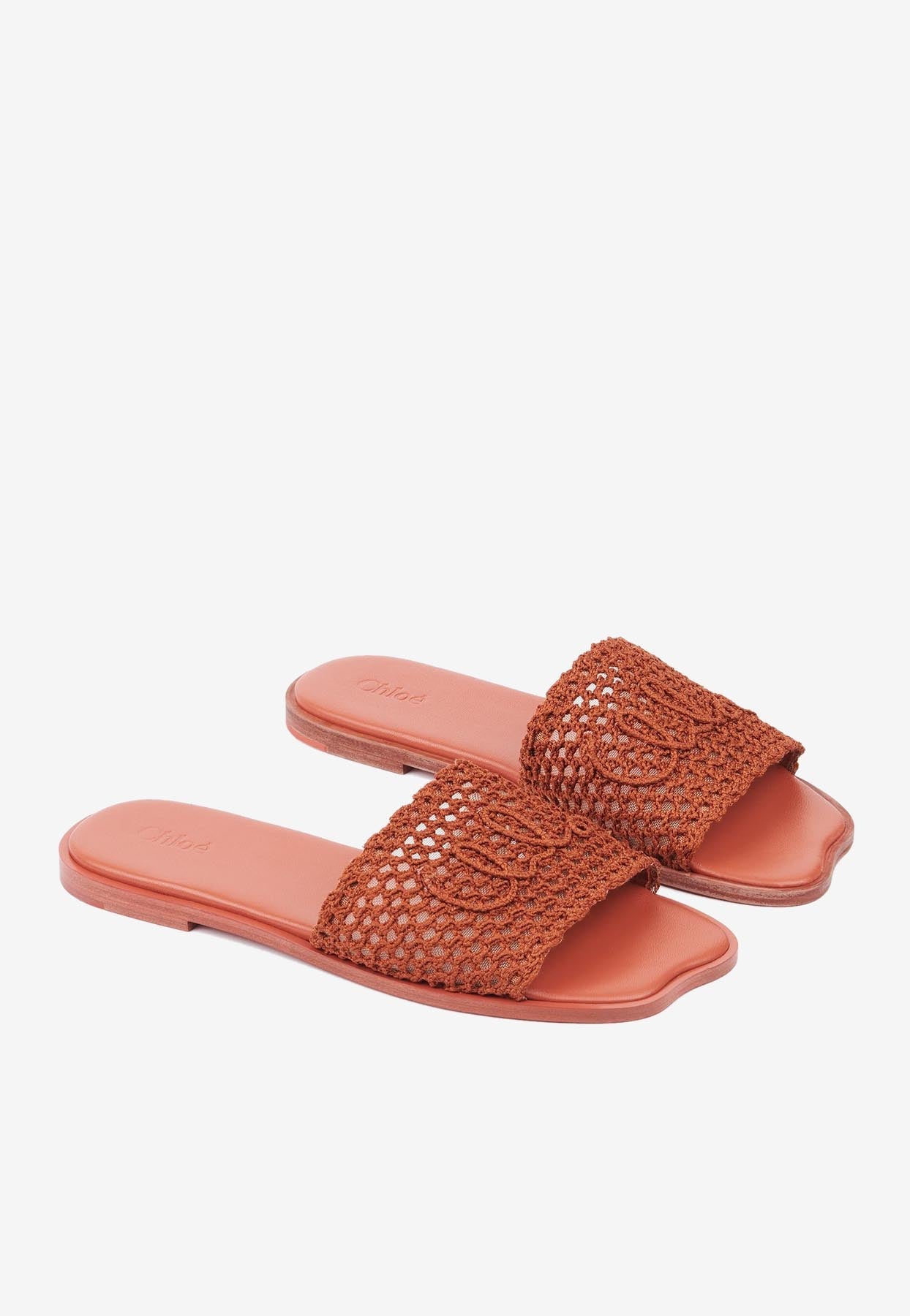 Soleil Crochet-Effect Sandales Plates