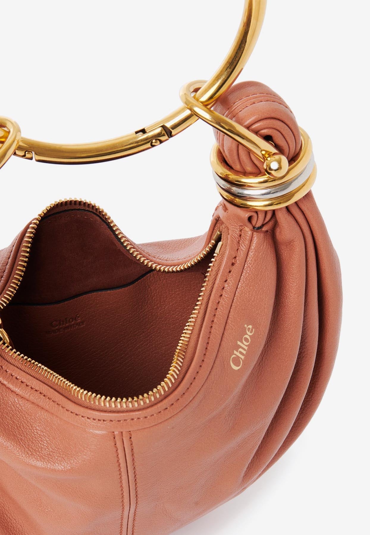 Mini Bracelet Grained en Cuir Sac Hobo