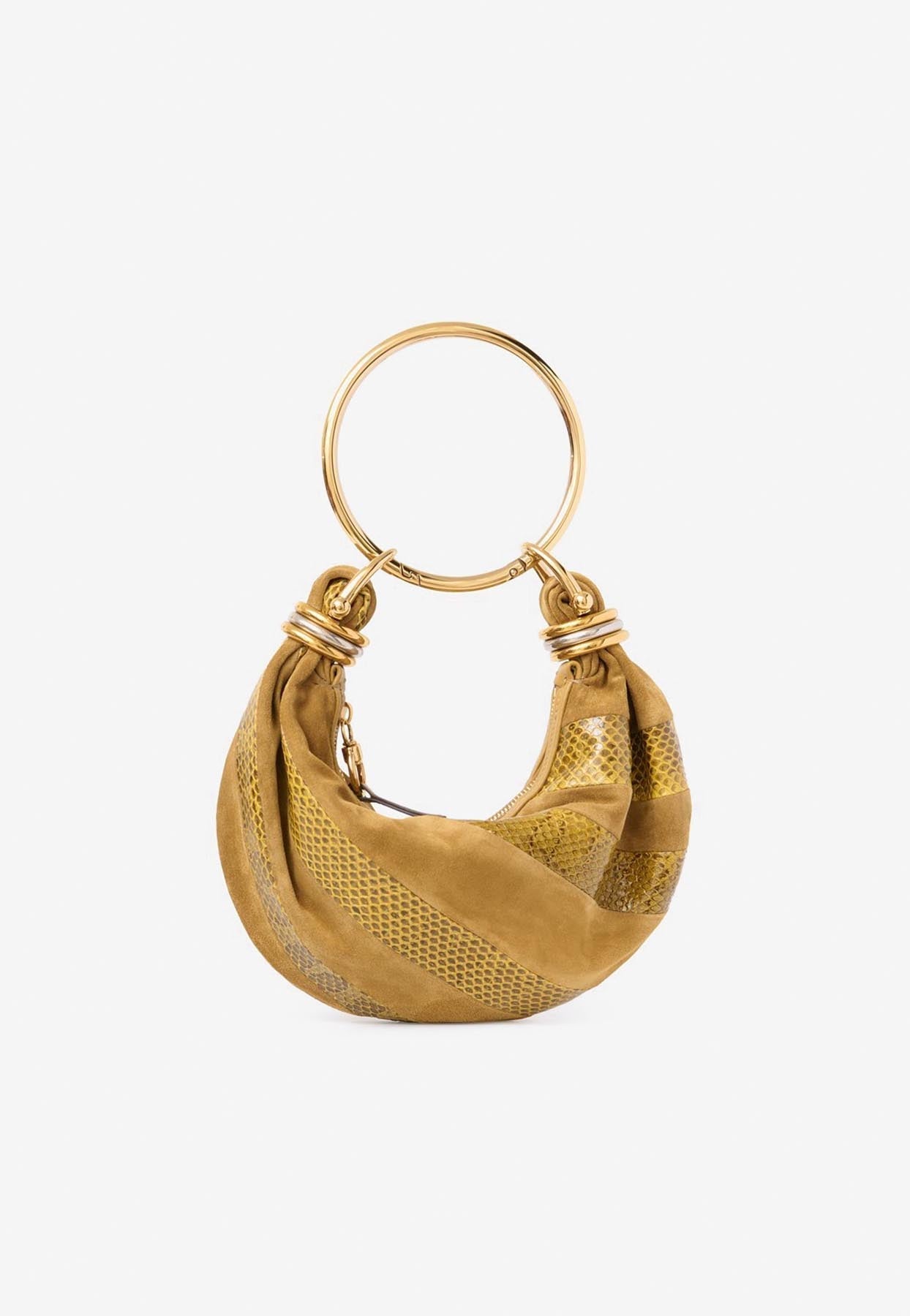 Mini Bracelet Sac Hobo en en Daim et Snakeskin en Cuir