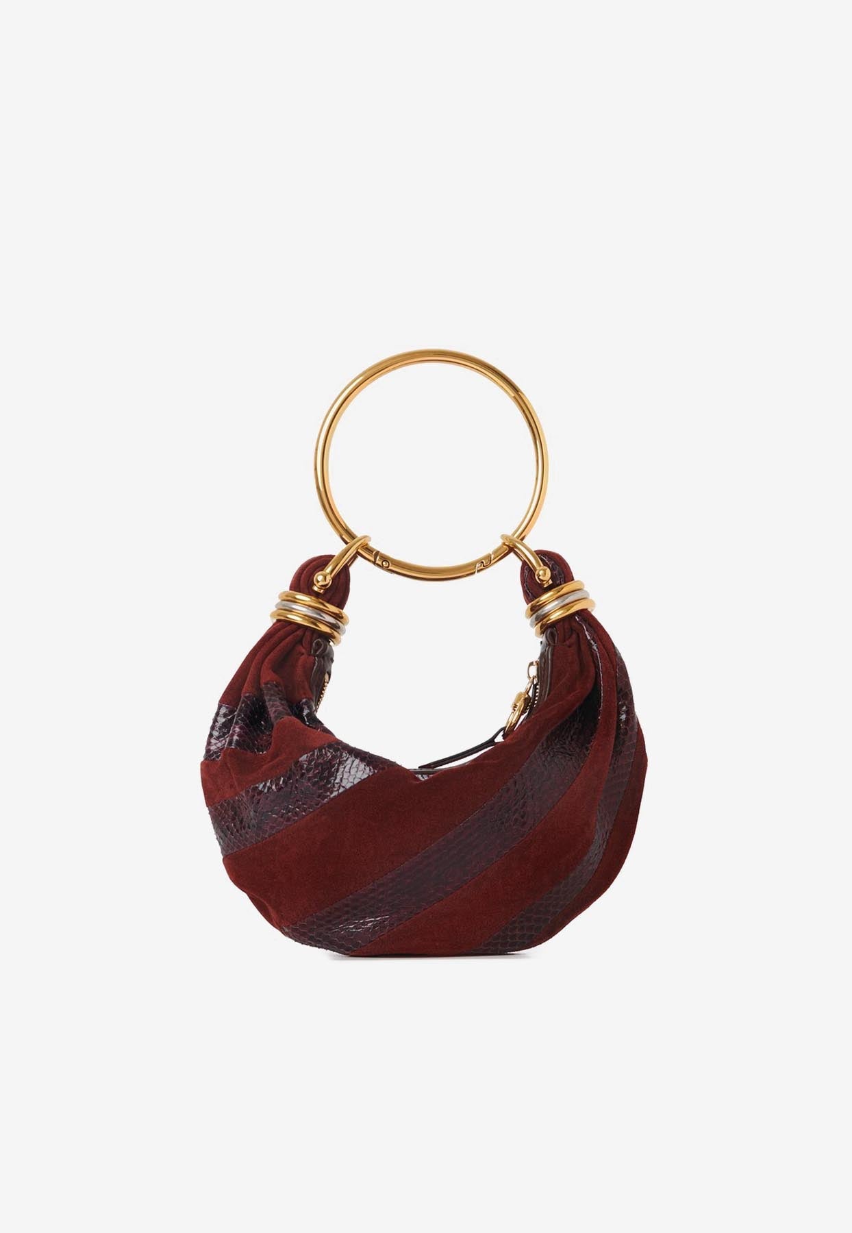 Mini Bracelet Sac Hobo en en Daim et Snakeskin en Cuir
