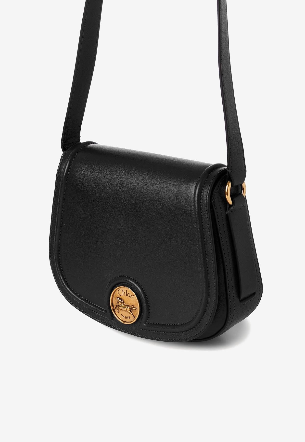 Horse Medal Grained en Cuir Saddle Bag