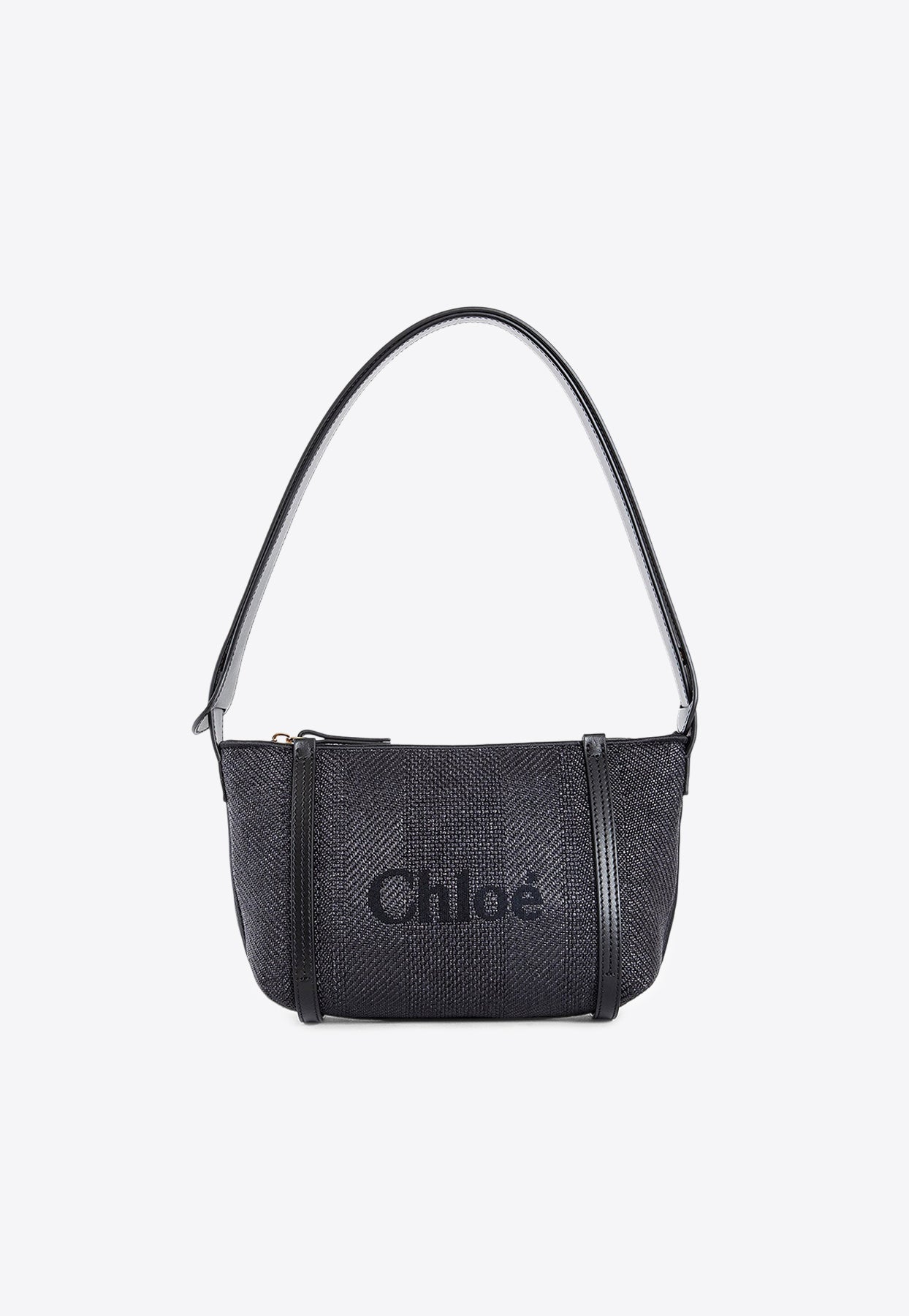 Logo Embroidered Woven-Raffia Sac Porté Épaule