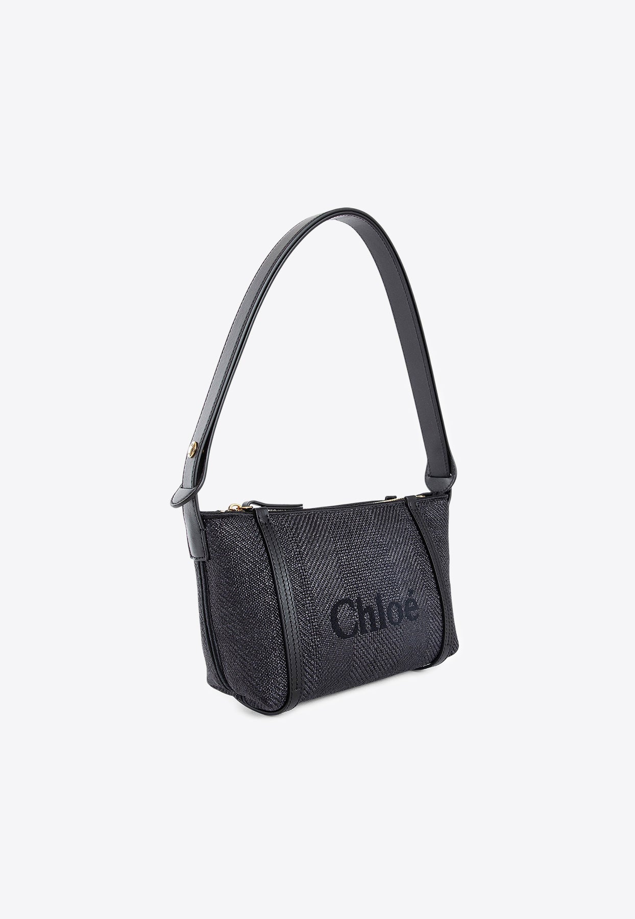 Logo Embroidered Woven-Raffia Sac Porté Épaule
