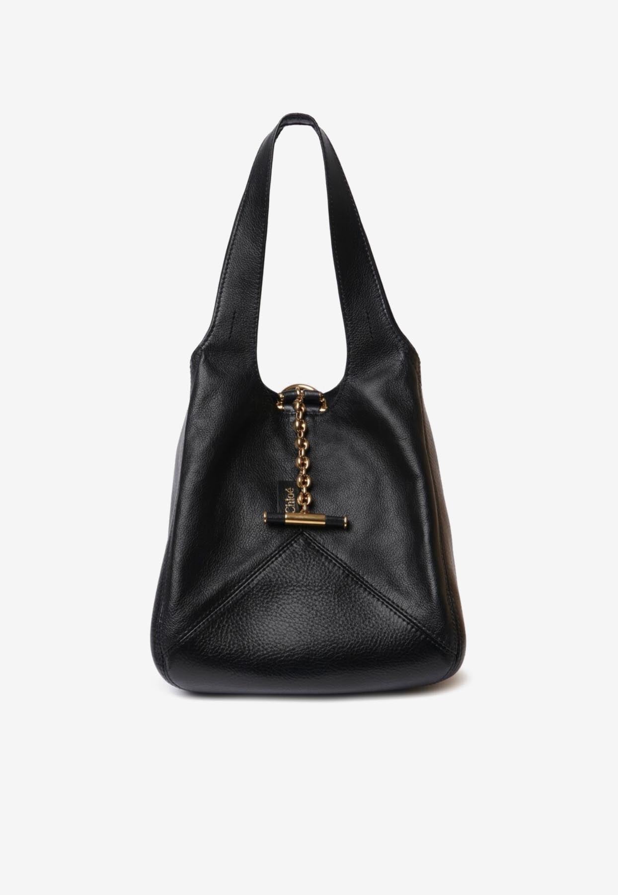 Petit Balloon Grained en Cuir Sac Porté Épaule