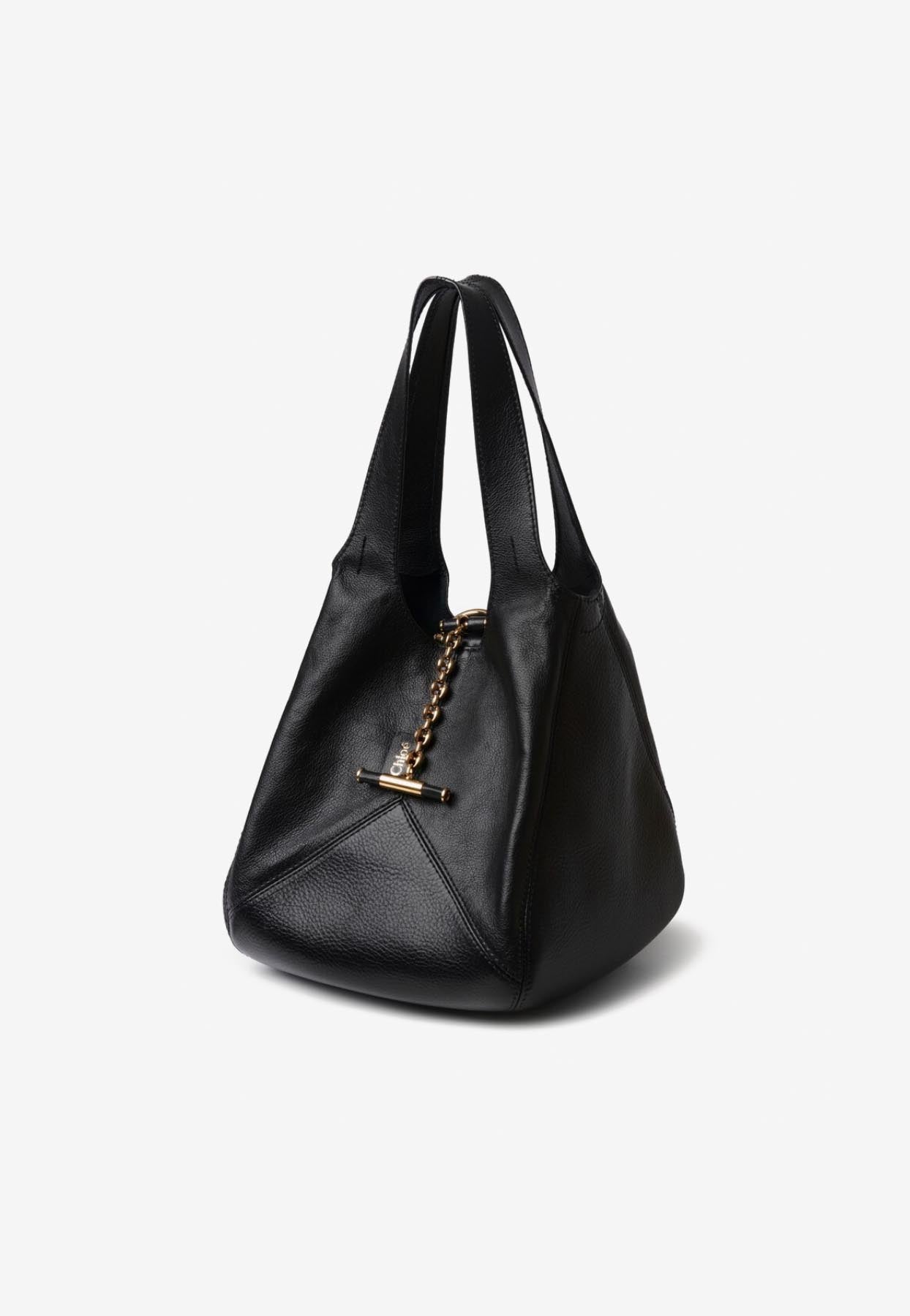 Petit Balloon Grained en Cuir Sac Porté Épaule