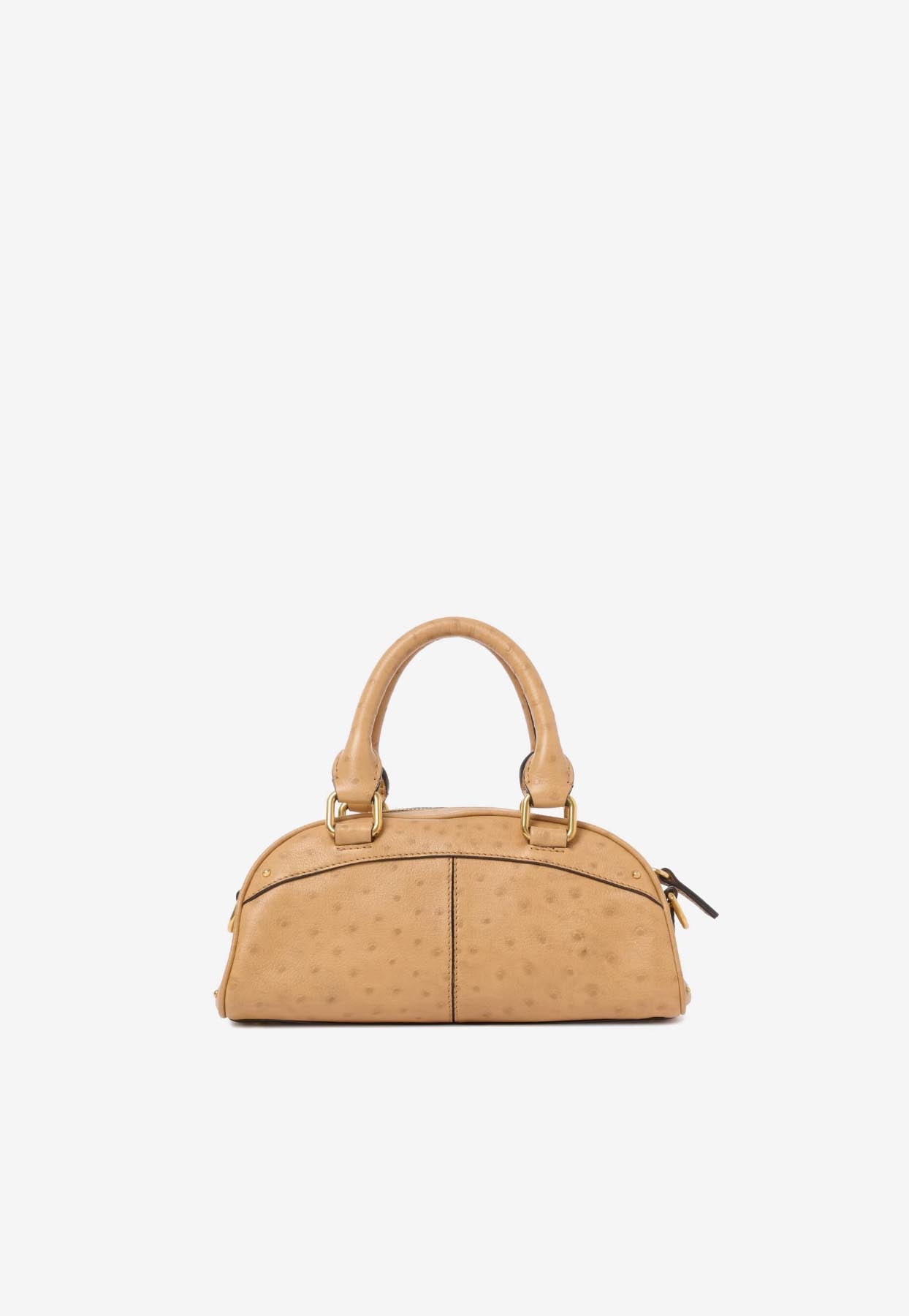 Petit Bowling Sac Porté Épaule en Ostrich-Effect en Cuir
