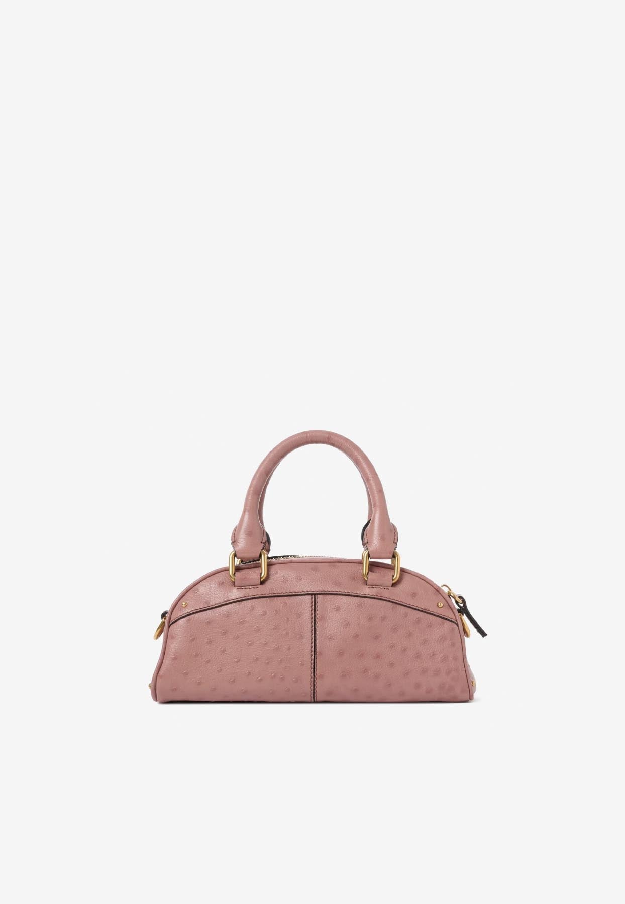 Petit Bowling Sac Porté Épaule en Ostrich-Effect en Cuir