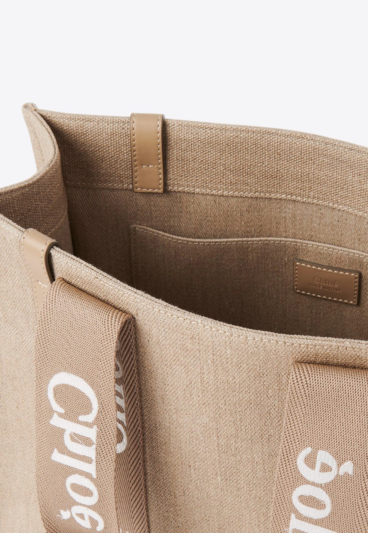 Woody en Cuir et Linen Cabas Bag