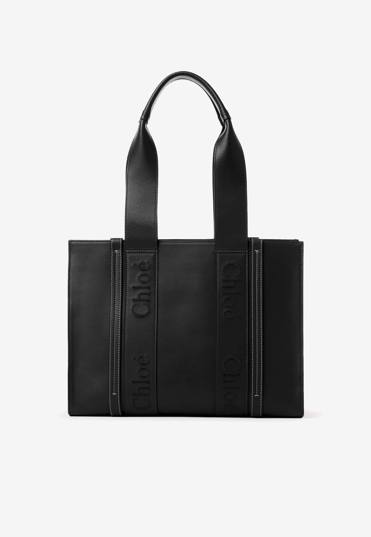 Moyen Woody Cabas Bag en Calf en Cuir