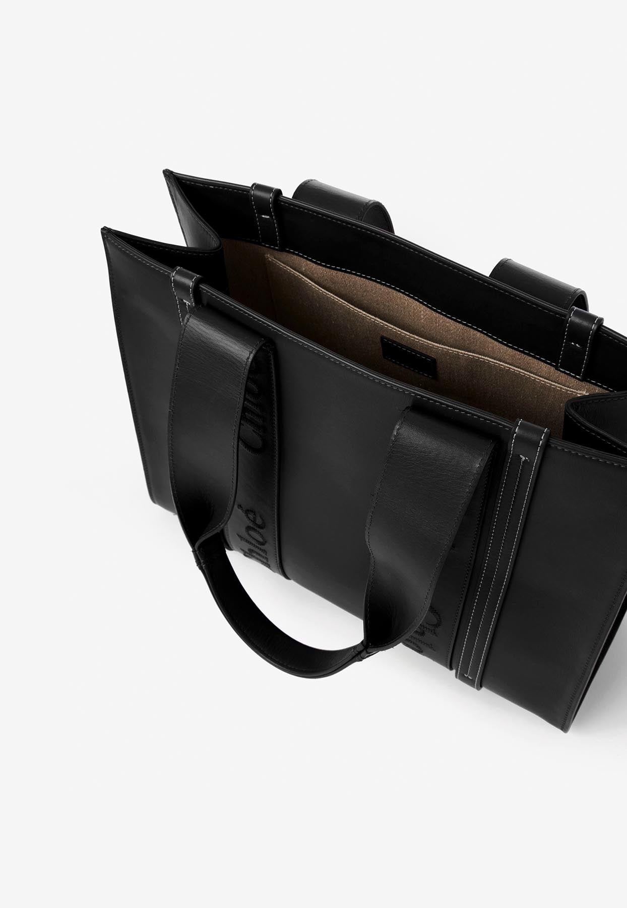 Moyen Woody Cabas Bag en Calf en Cuir