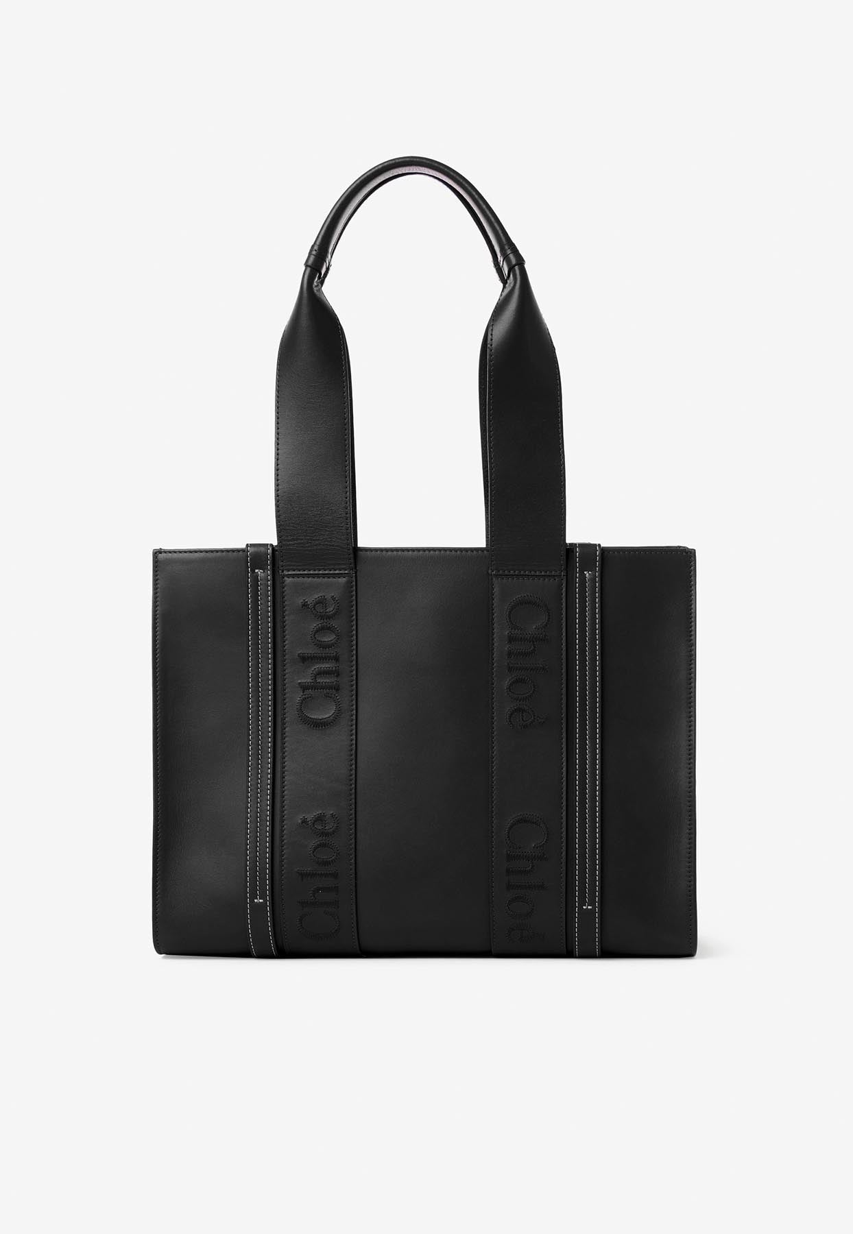 Moyen Woody Cabas Bag en Calf en Cuir