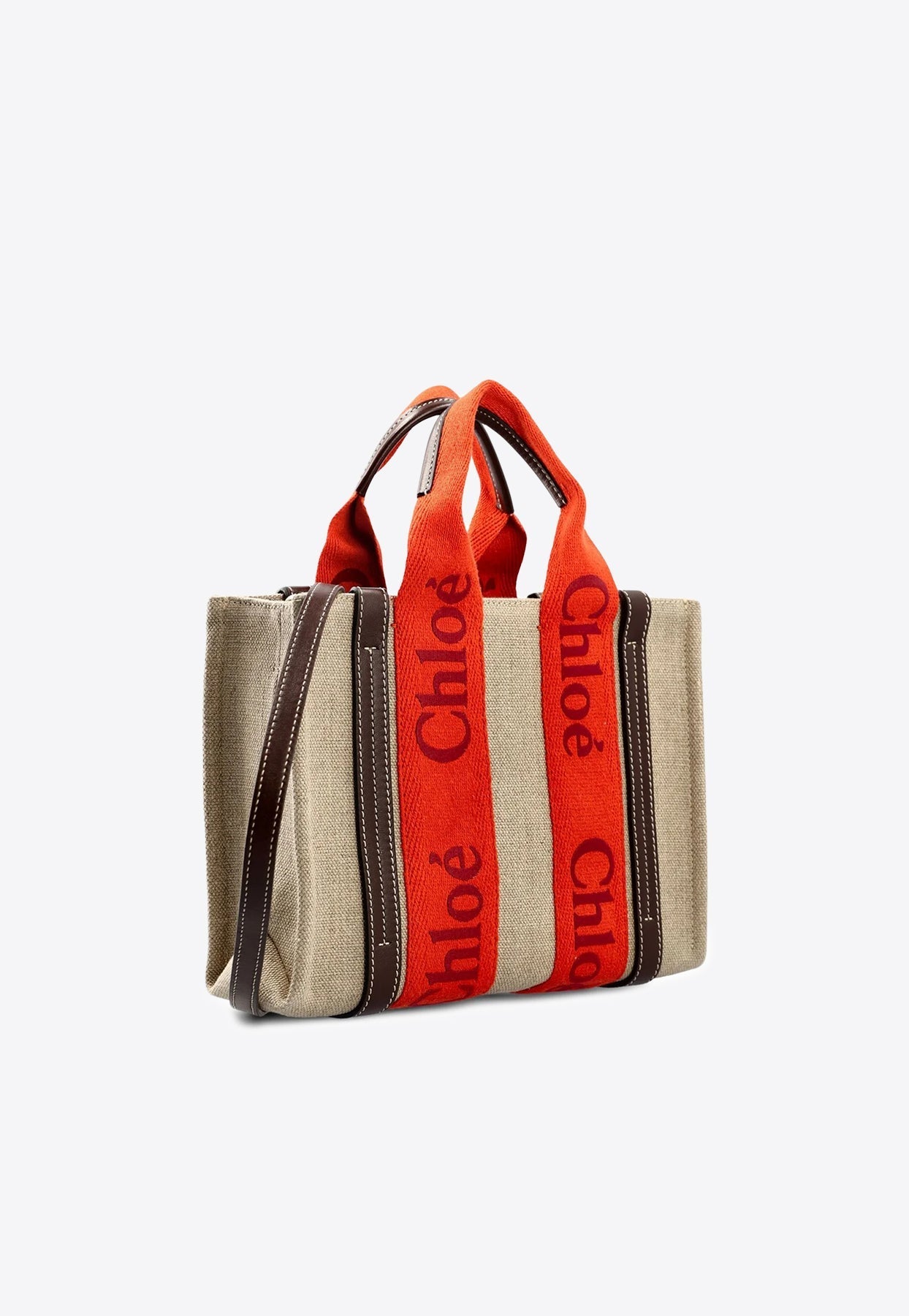 Petit Woody Linen Cabas Bag