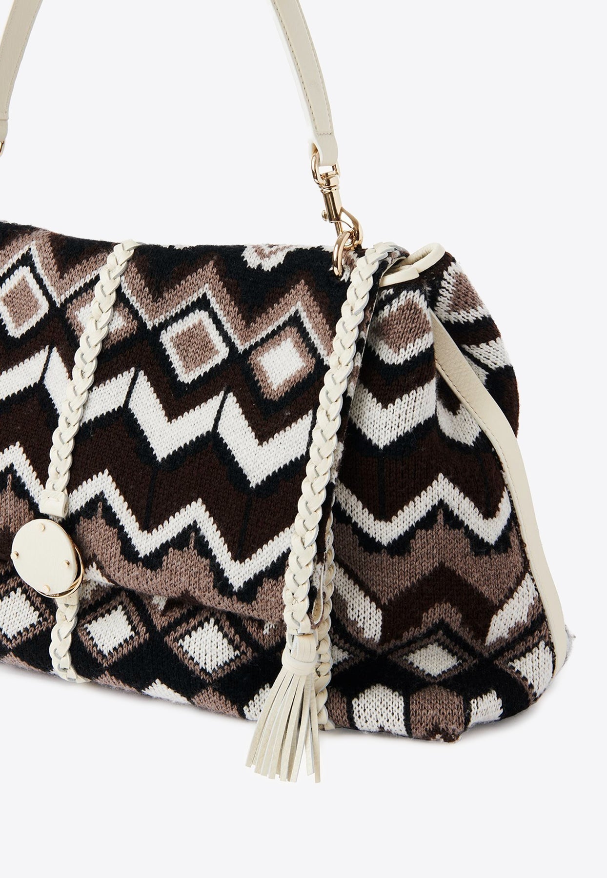 Grand Penelope Chevron Knitted Sac Porté Épaule
