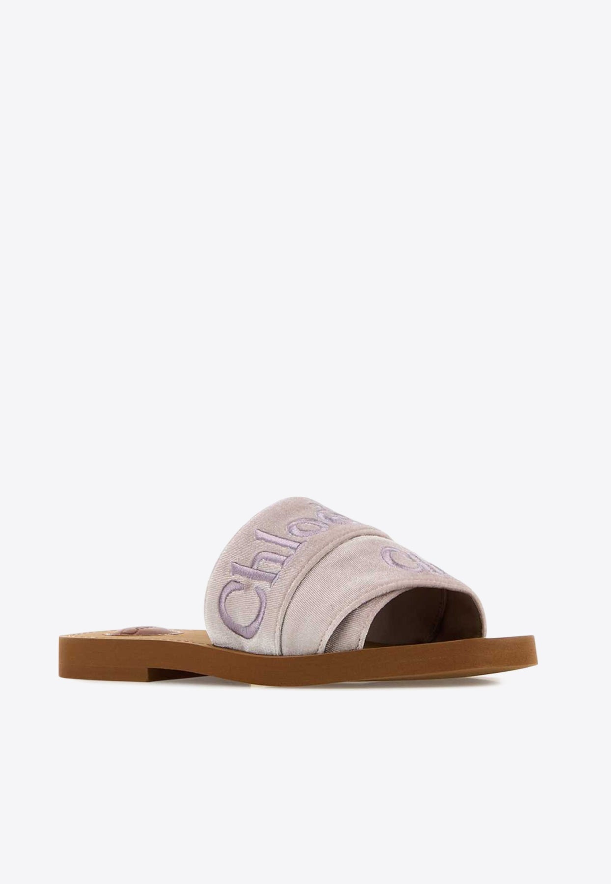Woody Logo Embroidered Velvet Slides