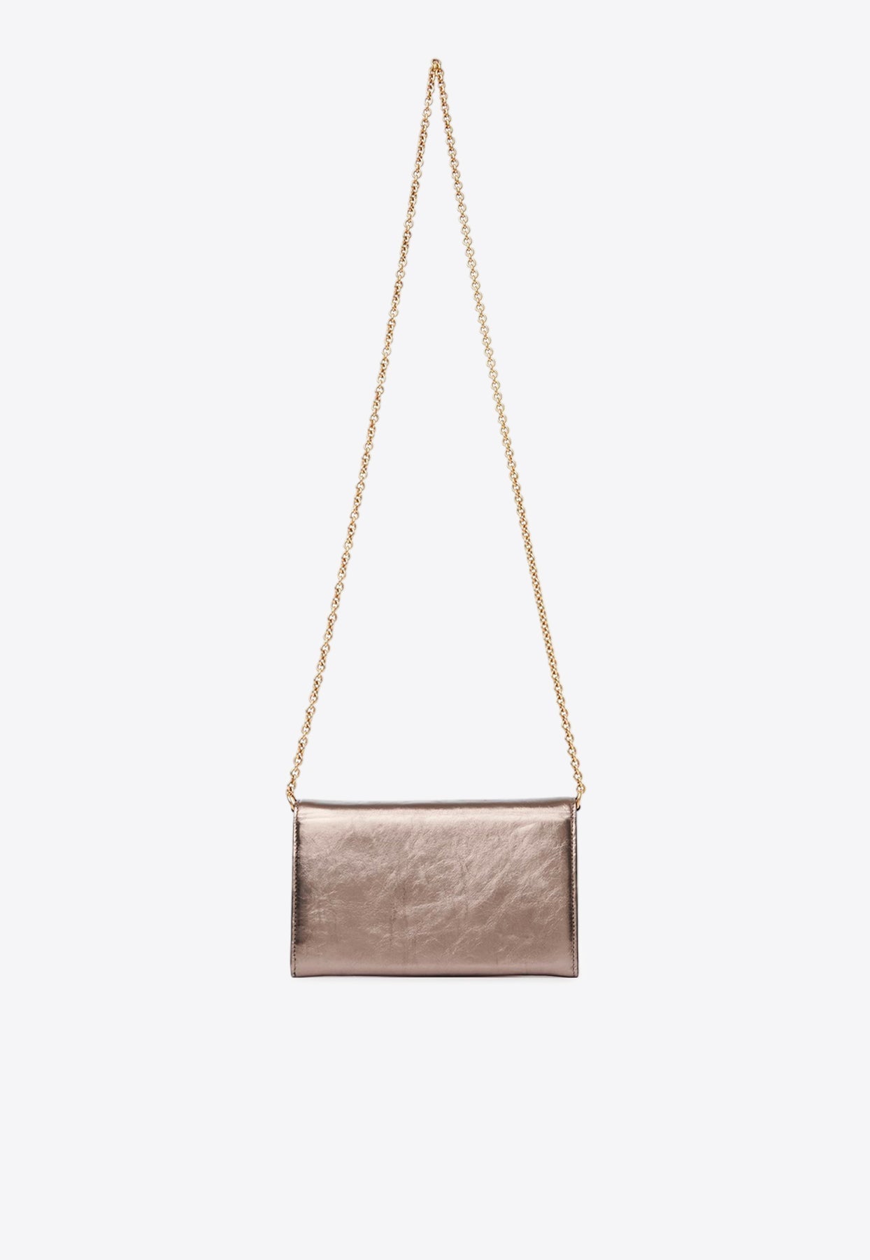 Iconique Logo Chaîne Pochette en Metallic en Cuir