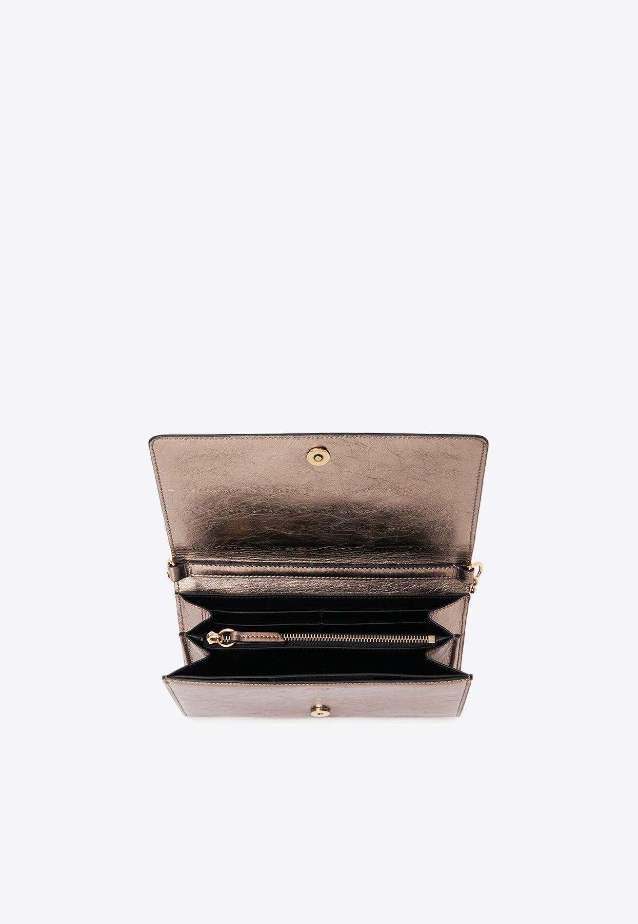 Iconique Logo Chaîne Pochette en Metallic en Cuir