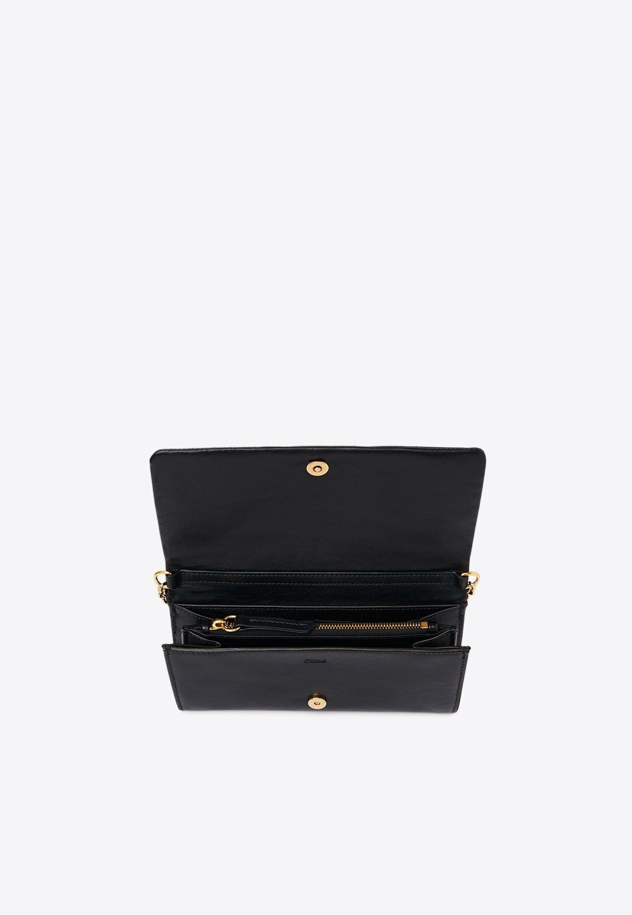 Grained en Cuir Logo Chaîne Pochette