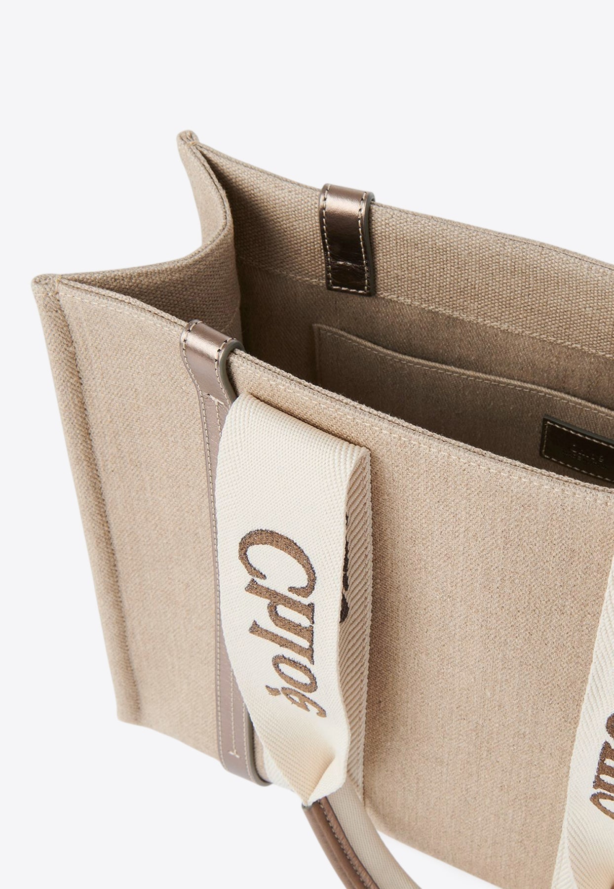 Woody en Cuir et Linen Cabas Bag