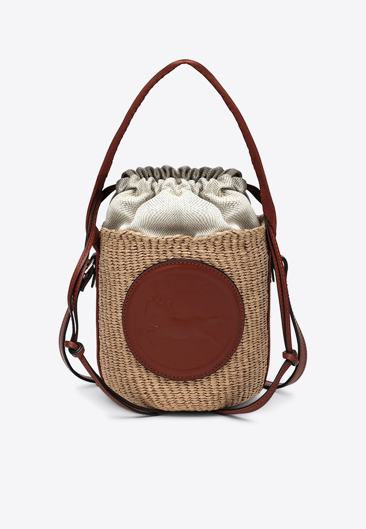 Petit Horse Medal Raffia Sac Seau