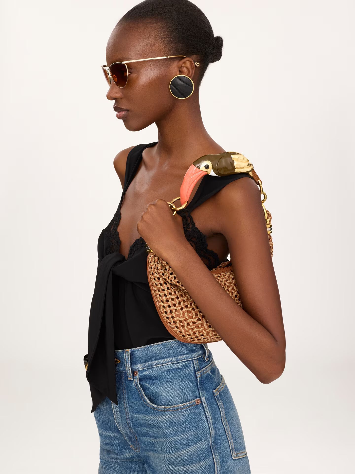 MINI SAC HOBO BRACELET BAG EN CUIR VELOURS ET SERPENT
