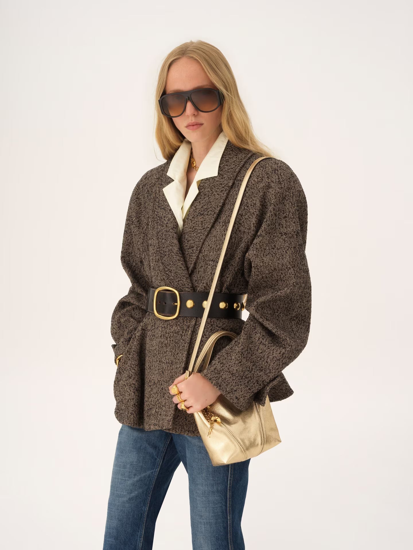 PETIT SAC CABAS CHLOÉ SPIN EN CUIR MÉTALLISÉ À CHARMS CHEVAUX