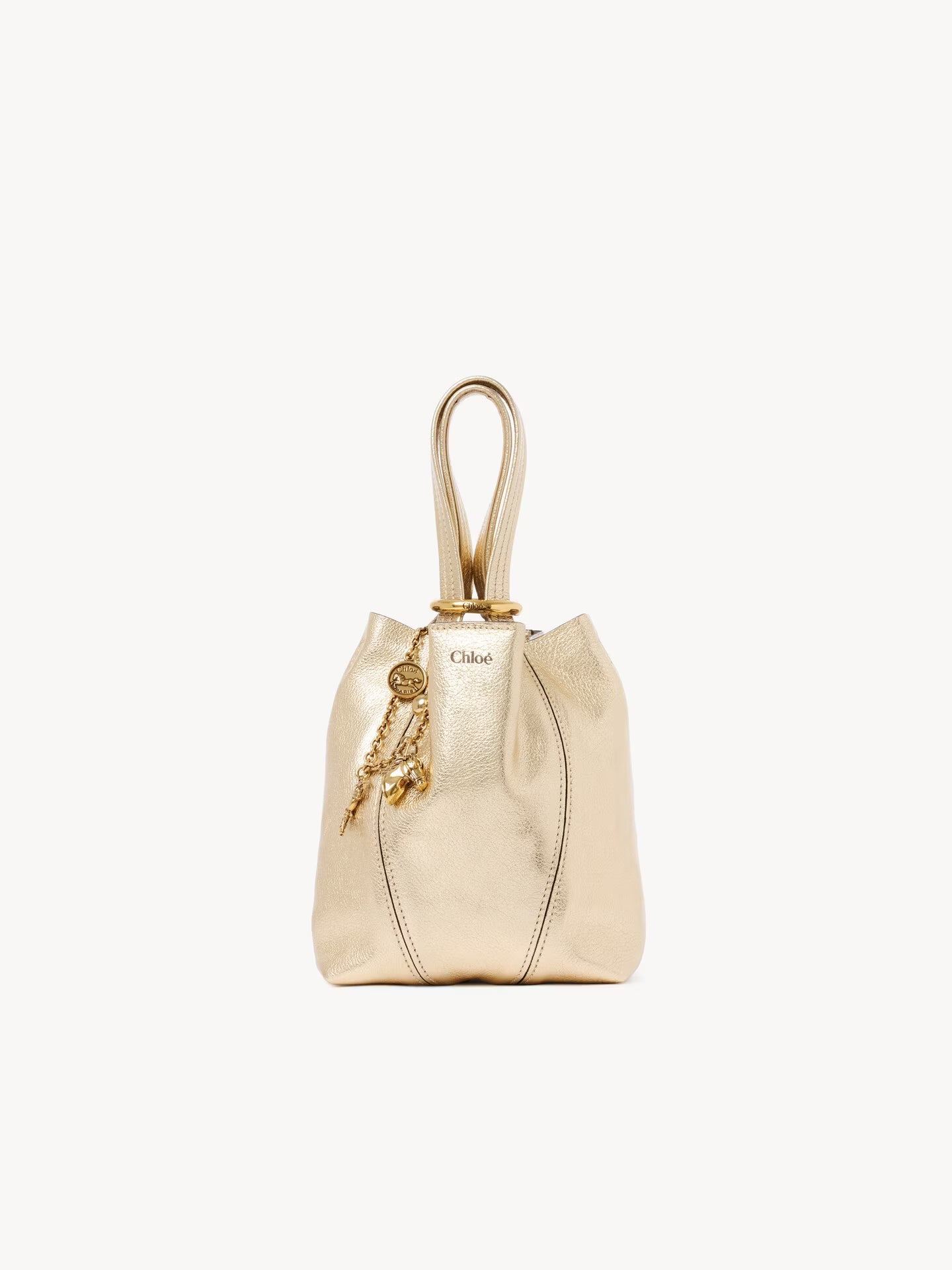 PETIT SAC CABAS CHLOÉ SPIN EN CUIR MÉTALLISÉ À CHARMS CHEVAUX