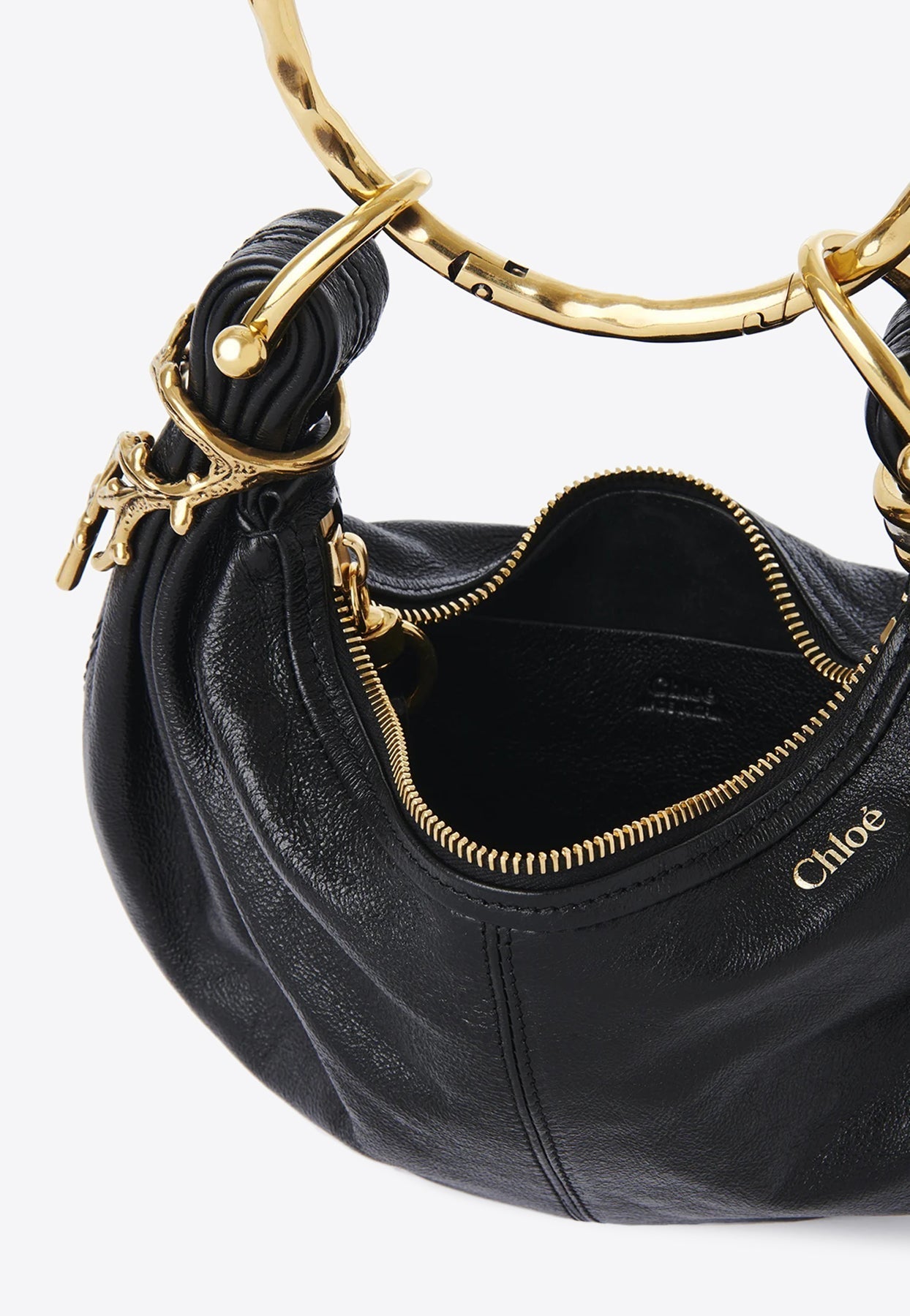 Mini Bracelet Grained en Cuir Sac Hobo