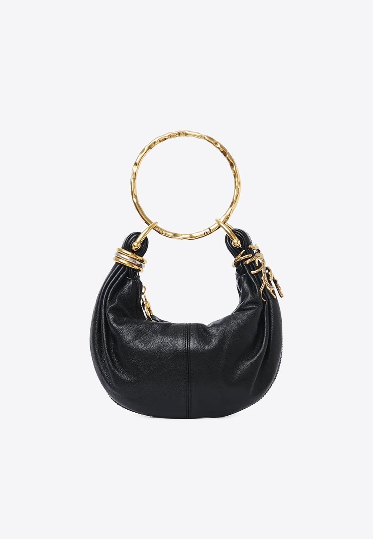 Mini Bracelet Grained en Cuir Sac Hobo