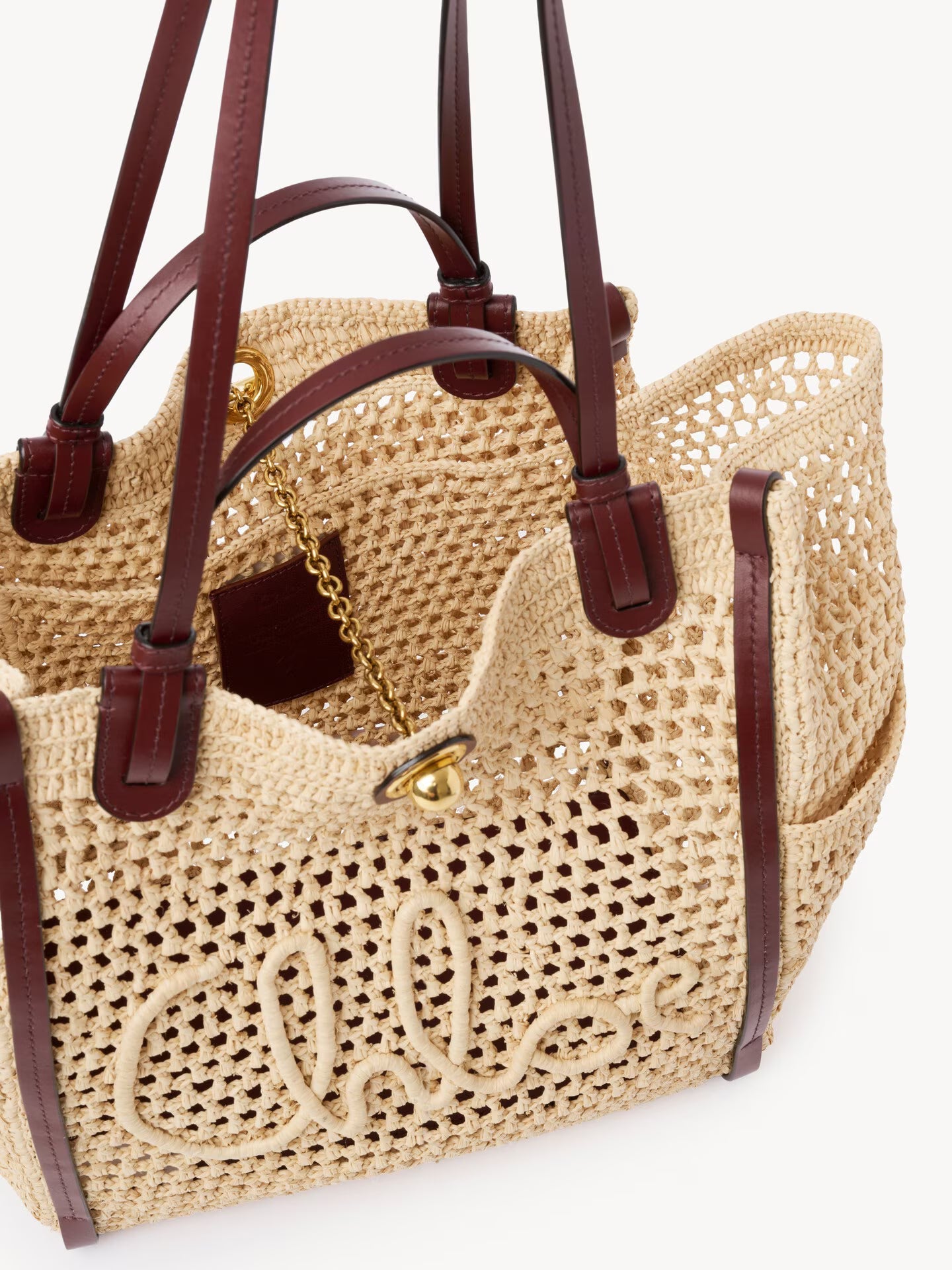 SAC DOUBLE PORTÉ CHLOÉ ICONIC EN RAPHIA