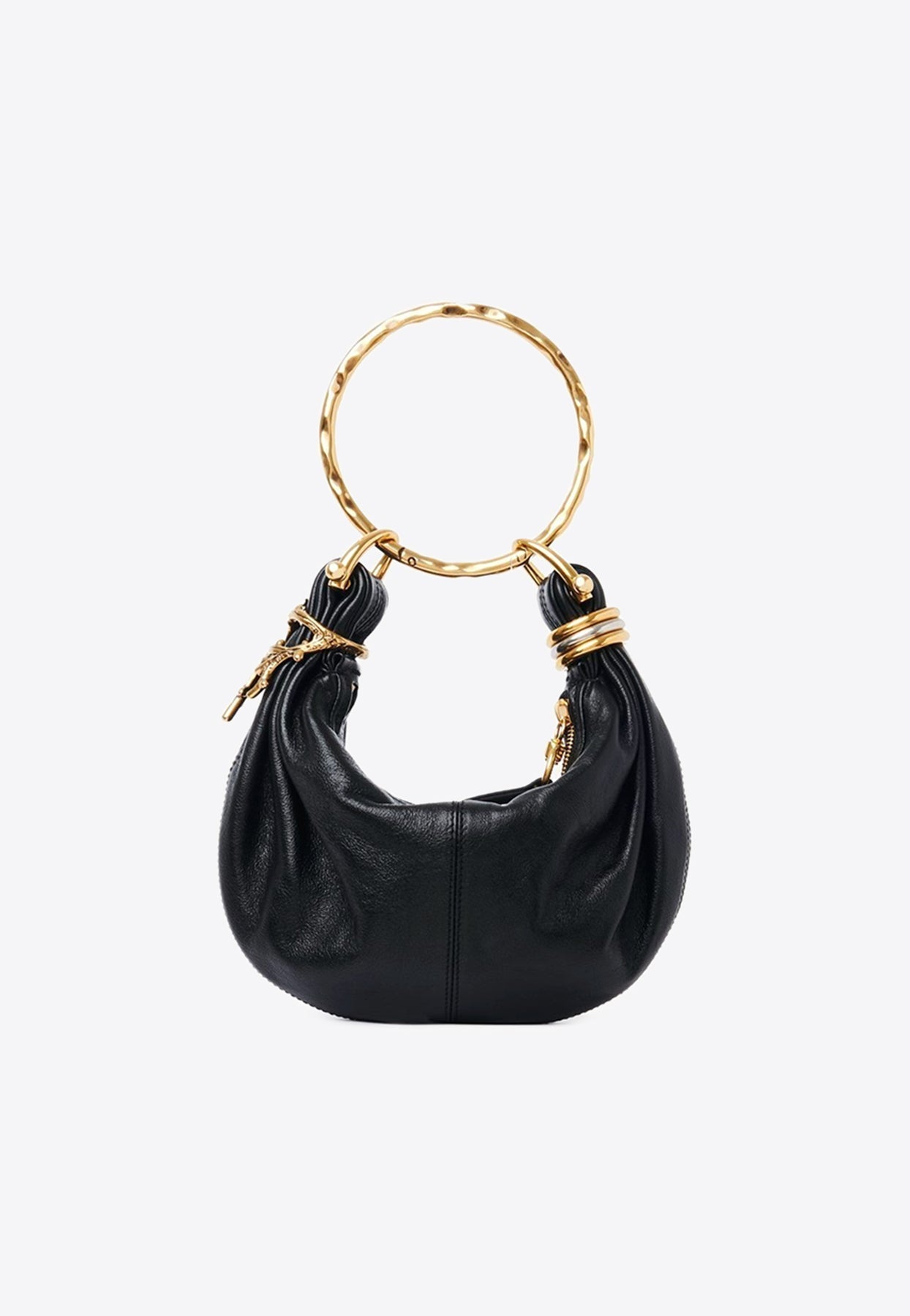 Mini Bracelet Grained en Cuir Sac Hobo