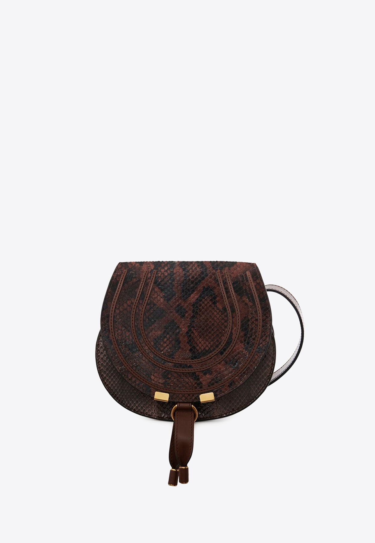 Petit Marcie Saddle Python-Gaufré Sac Bandoulière
