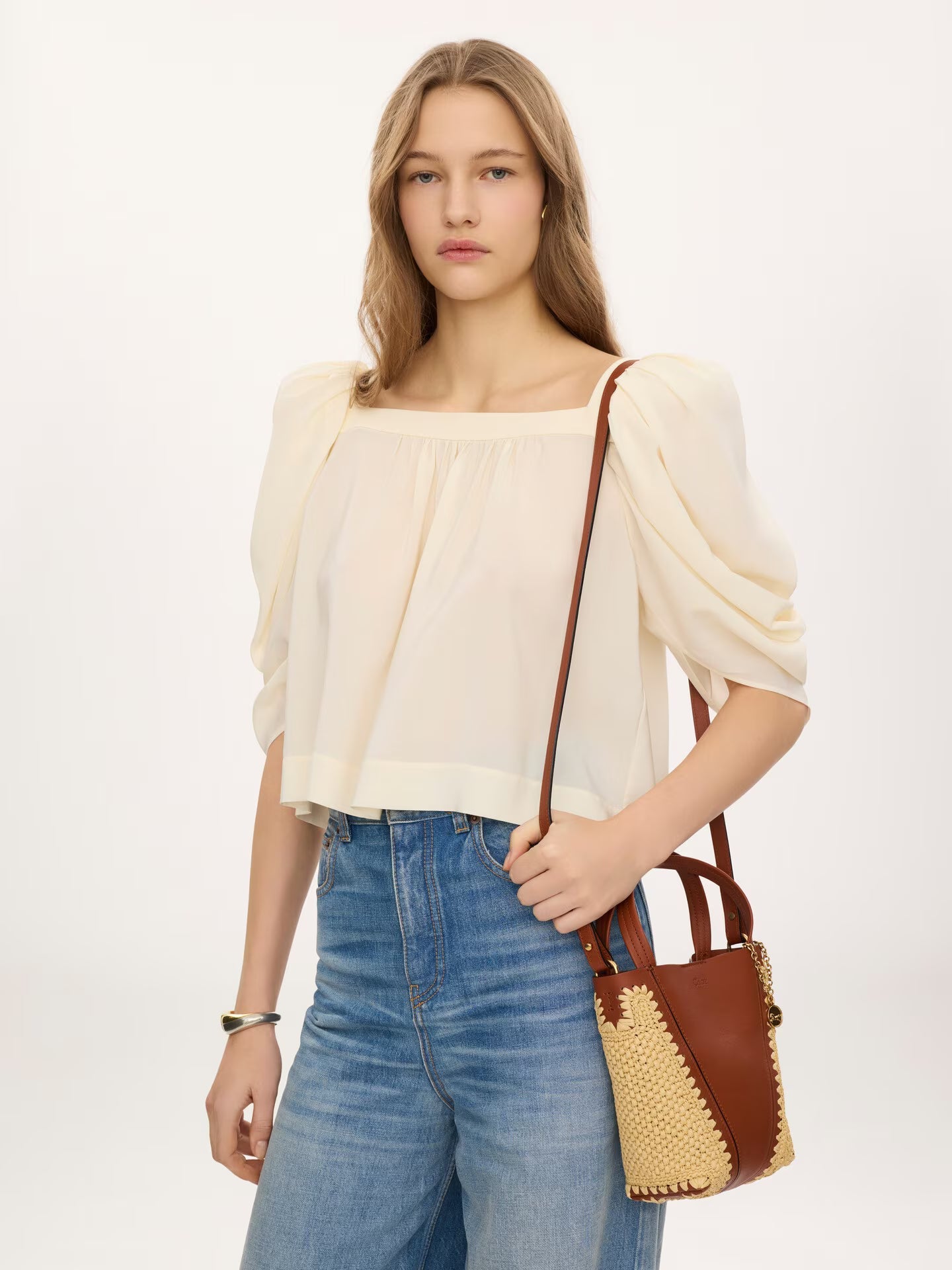 LARGE SAC CABAS CHLOÉ SPIN EN CUIR VELOURS